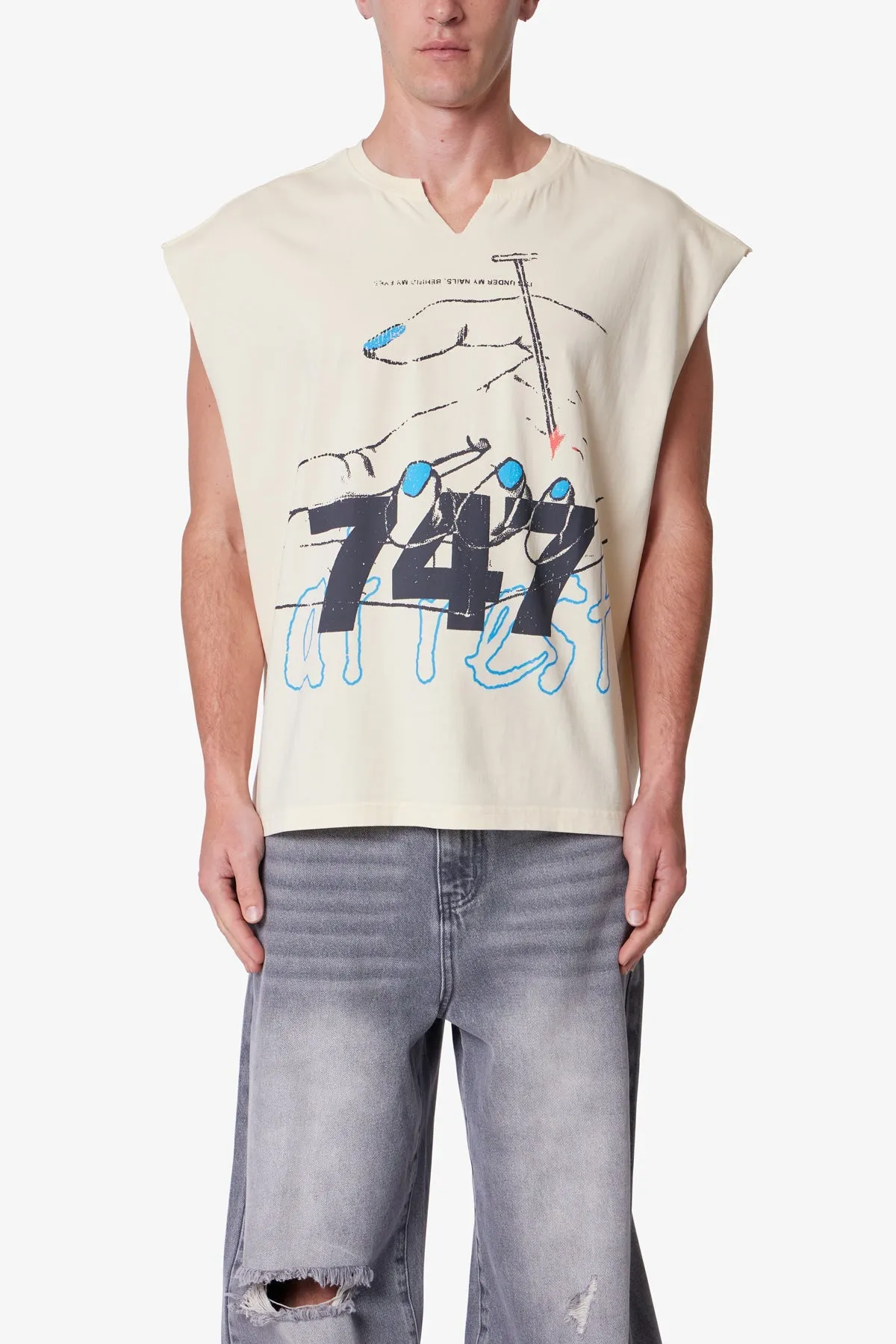 Nail Printed Cut Off Tee - Antique White sold by MNML product image thumbnail 2