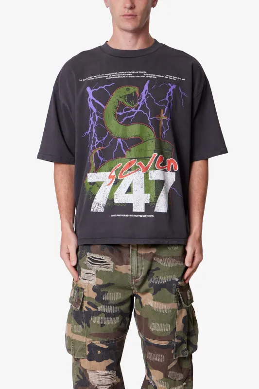 Snake 747 Printed Tee - Washed Black sold by MNML