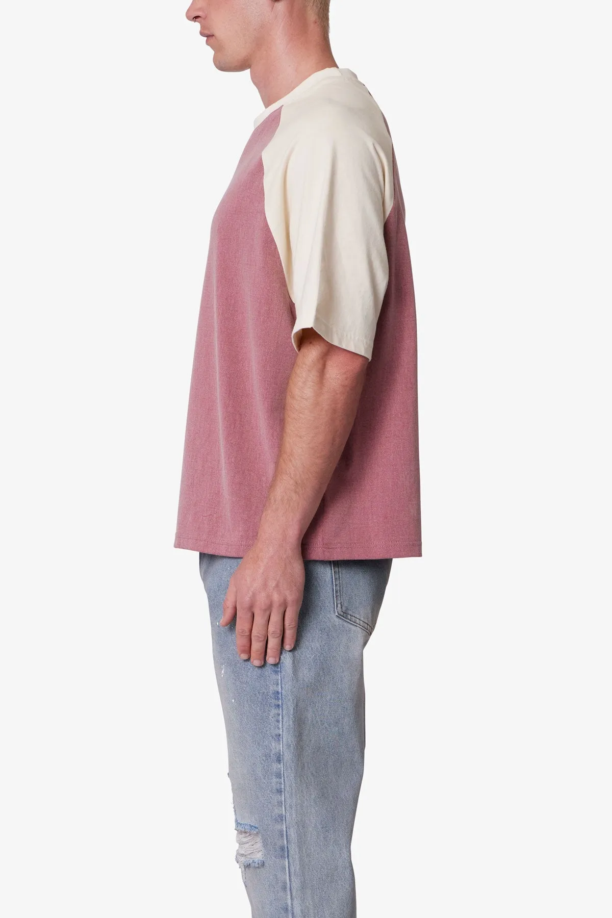 Contrast Raglan Tee - Burgundy/Off White sold by MNML product image thumbnail 4