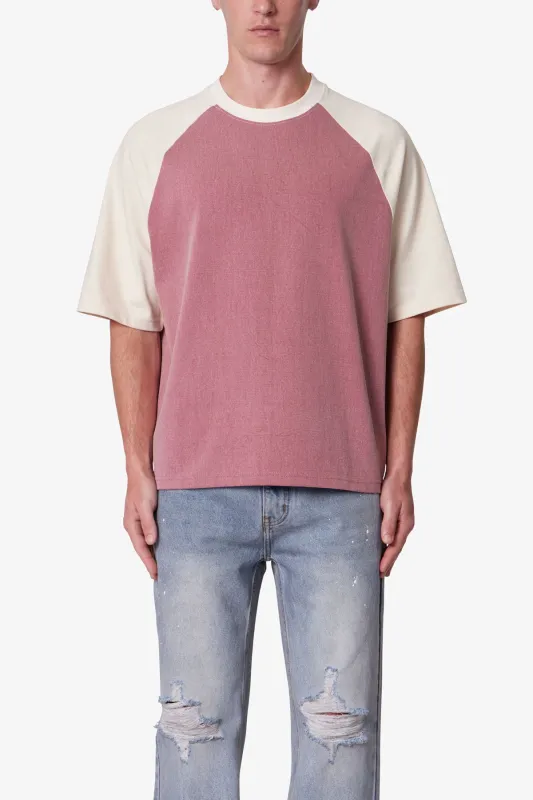 Contrast Raglan Tee - Burgundy/Off White sold by MNML