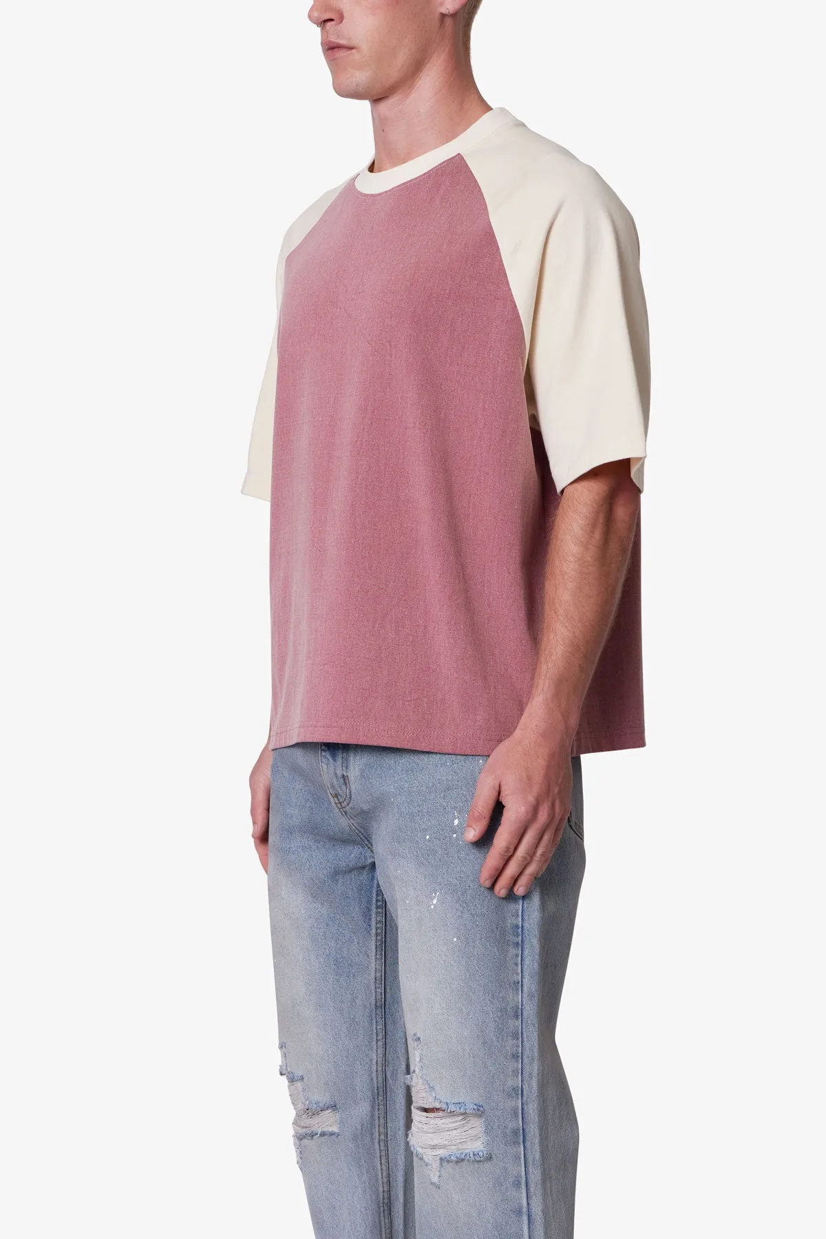 Contrast Raglan Tee - Burgundy/Off White sold by MNML product image thumbnail 3