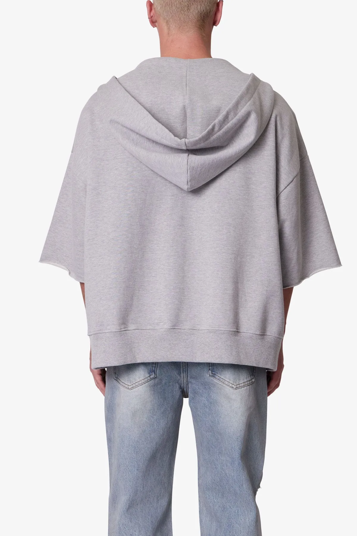 Hooded 3/4 Sleeve Rag Sweater - Grey sold by MNML product image thumbnail 5