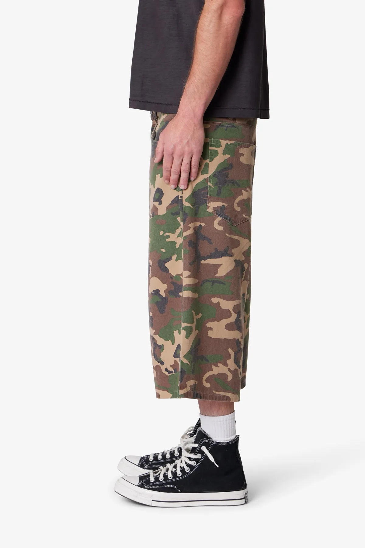 Ultra Baggy Camo Twill Shorts - Woodland Camo sold by MNML product image thumbnail 4