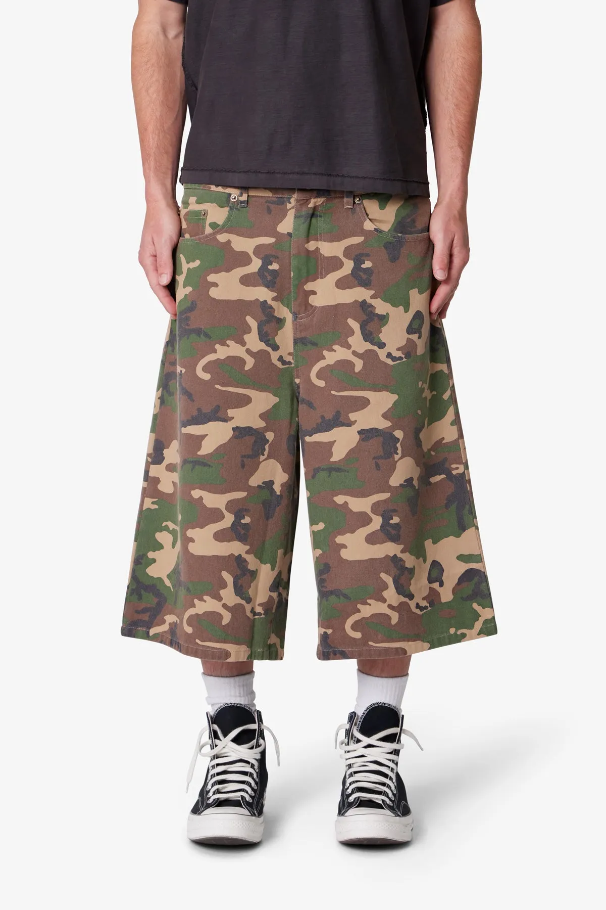 Ultra Baggy Camo Twill Shorts - Woodland Camo sold by MNML product image thumbnail 2