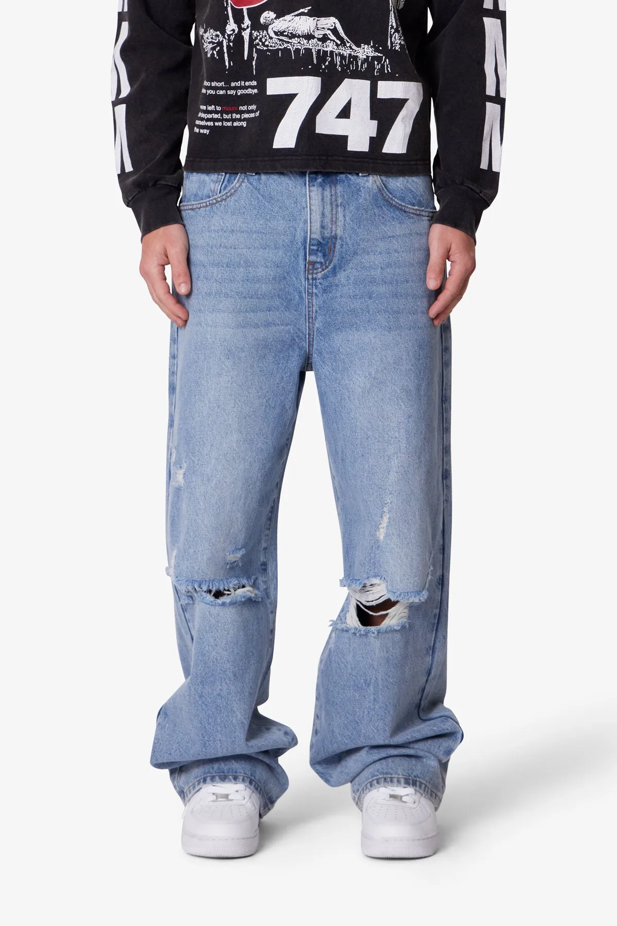 Ultra Baggy Blowout Denim - Washed Vintage Blue sold by MNML
