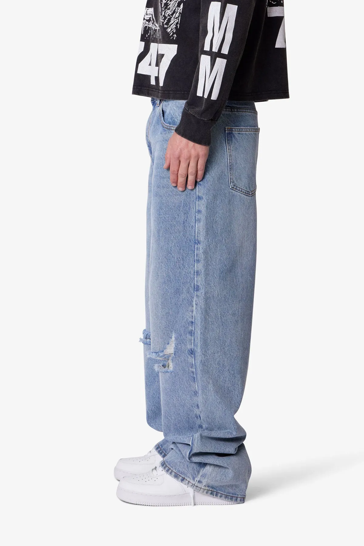 Ultra Baggy Blowout Denim - Washed Vintage Blue sold by MNML product image thumbnail 4