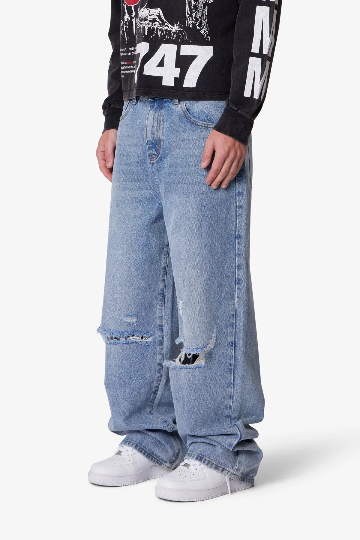 Ultra Baggy Blowout Denim - Washed Vintage Blue sold by MNML product image thumbnail 3