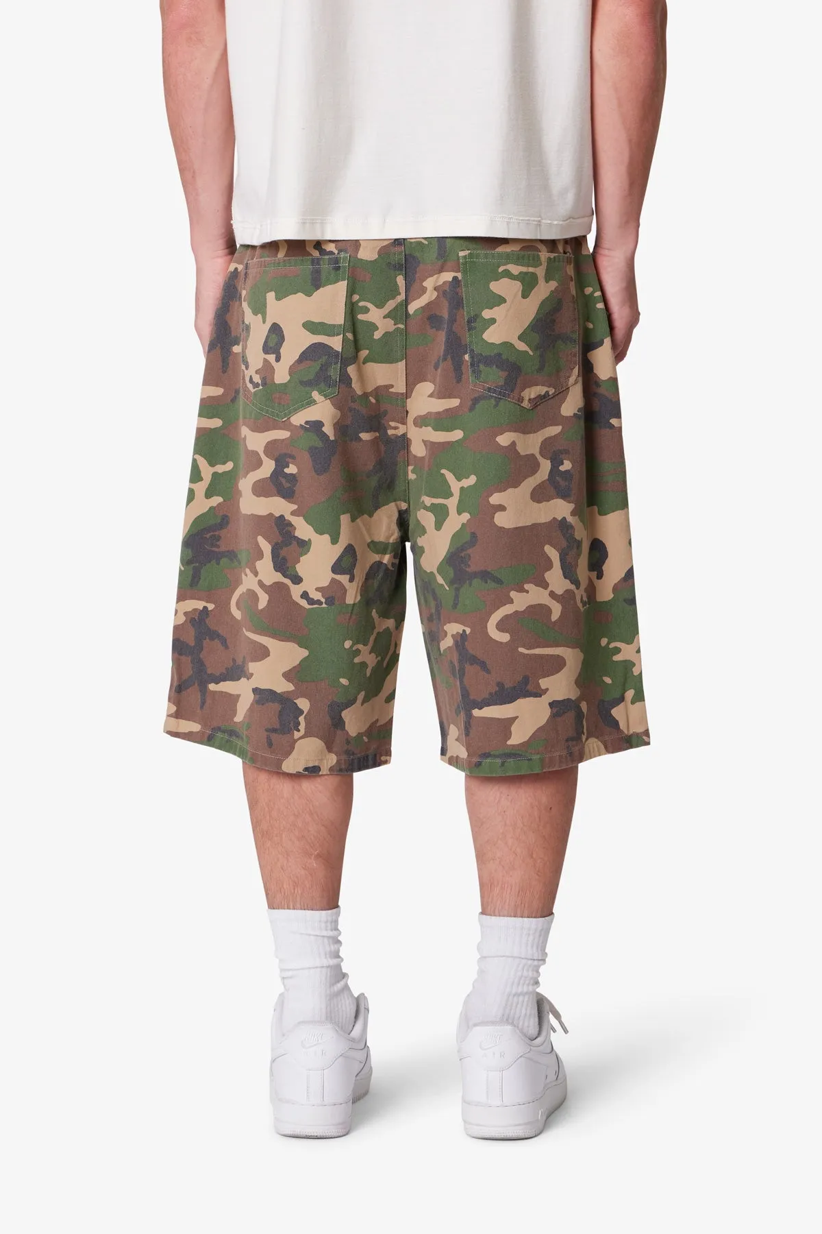 Baggy Camo Twill Shorts - Woodland Camo sold by MNML product image thumbnail 5