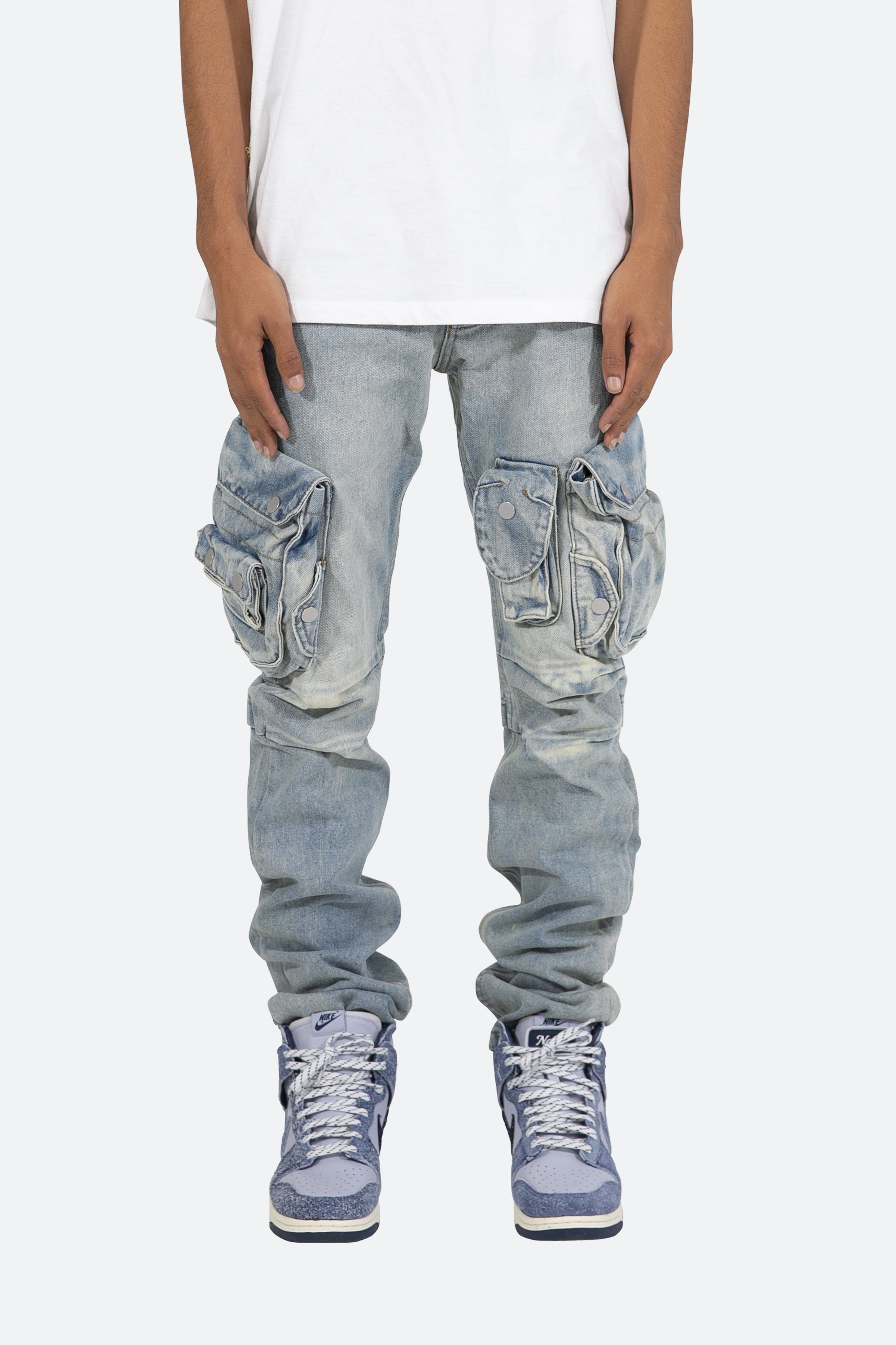 Snap Denim Cargo Pants - Vintage Blue sold by MNML product image thumbnail 2