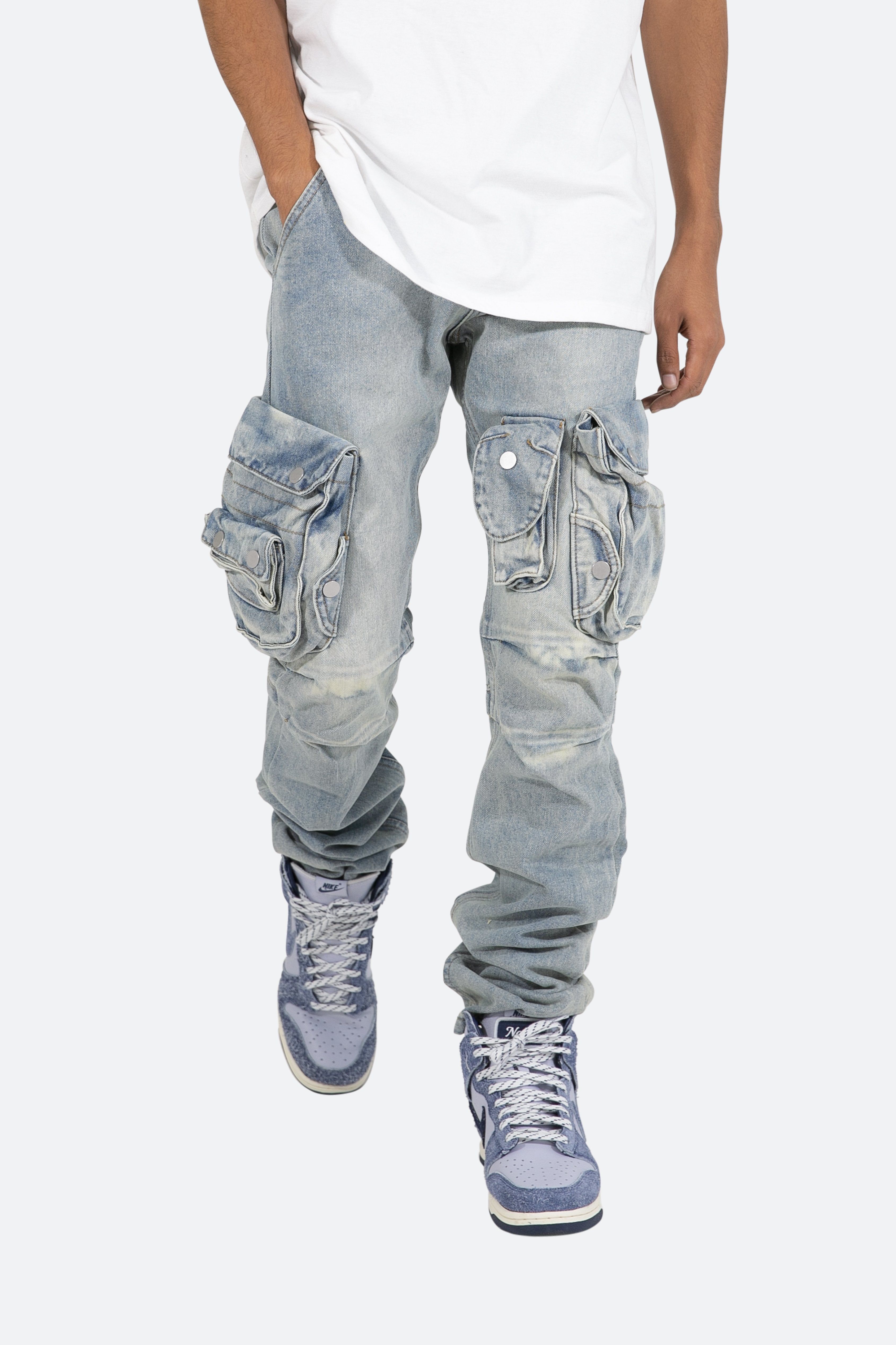 Snap Denim Cargo Pants - Vintage Blue sold by MNML product image thumbnail 6