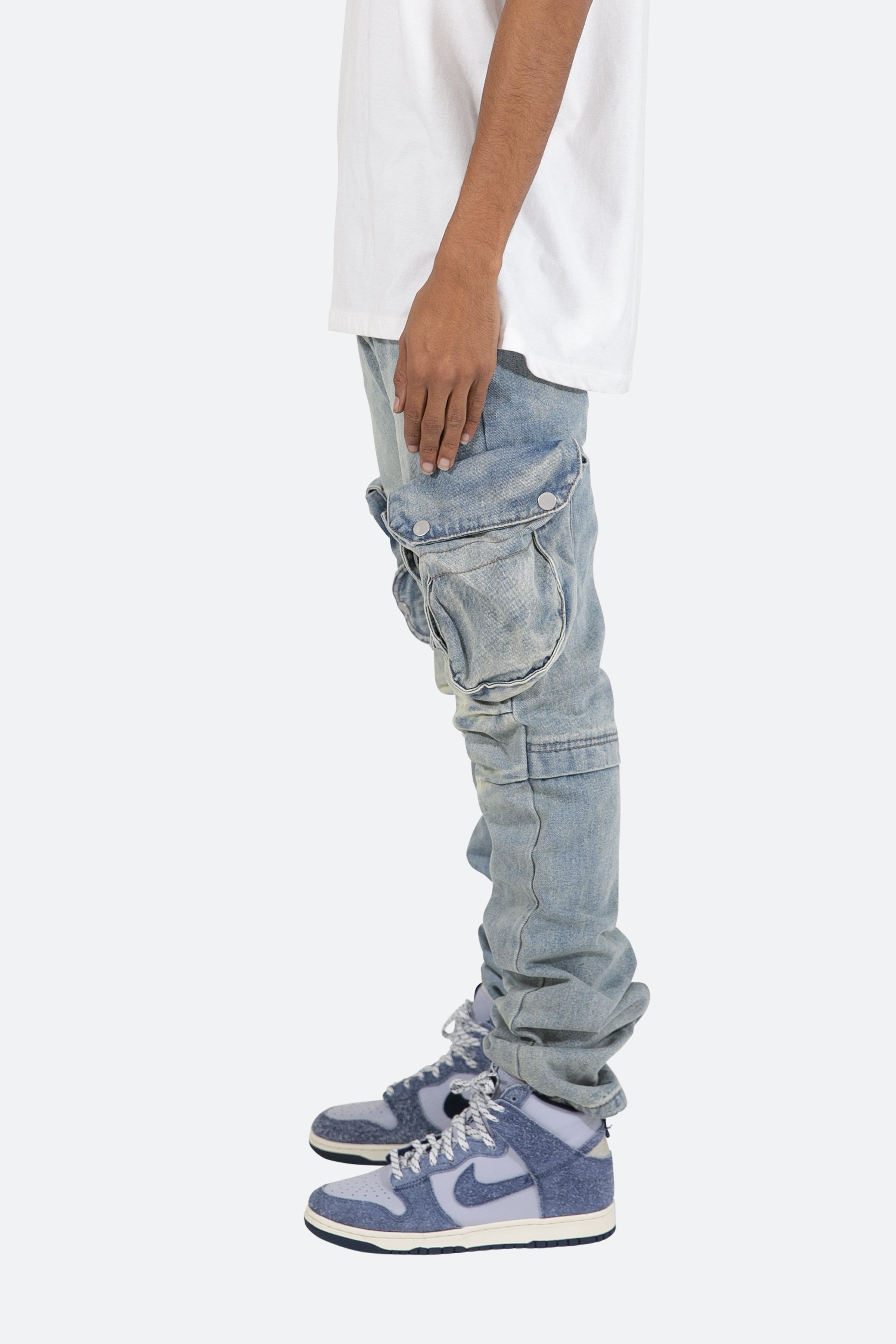 Snap Denim Cargo Pants - Vintage Blue sold by MNML product image thumbnail 4