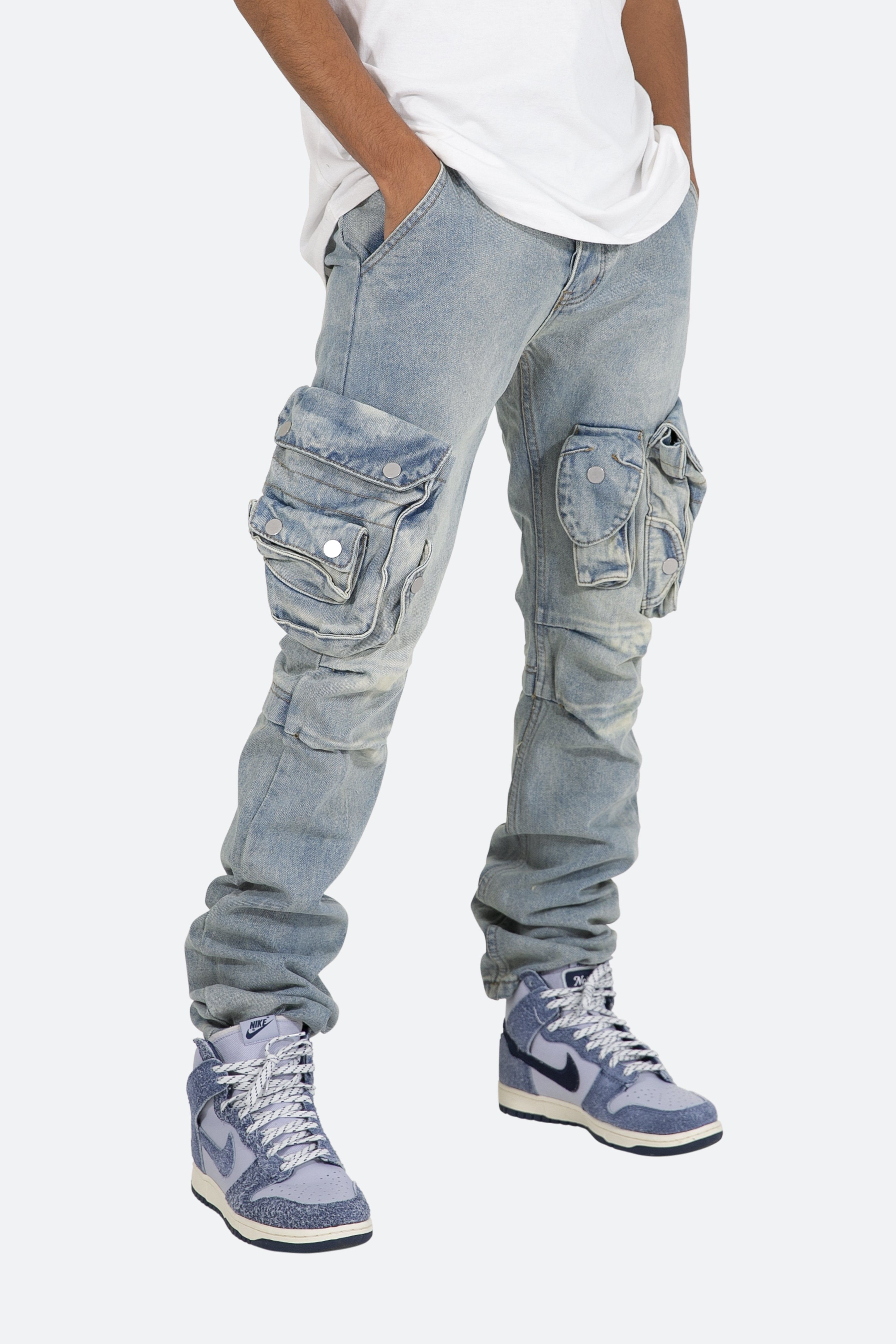Snap Denim Cargo Pants - Vintage Blue sold by MNML product image thumbnail 7