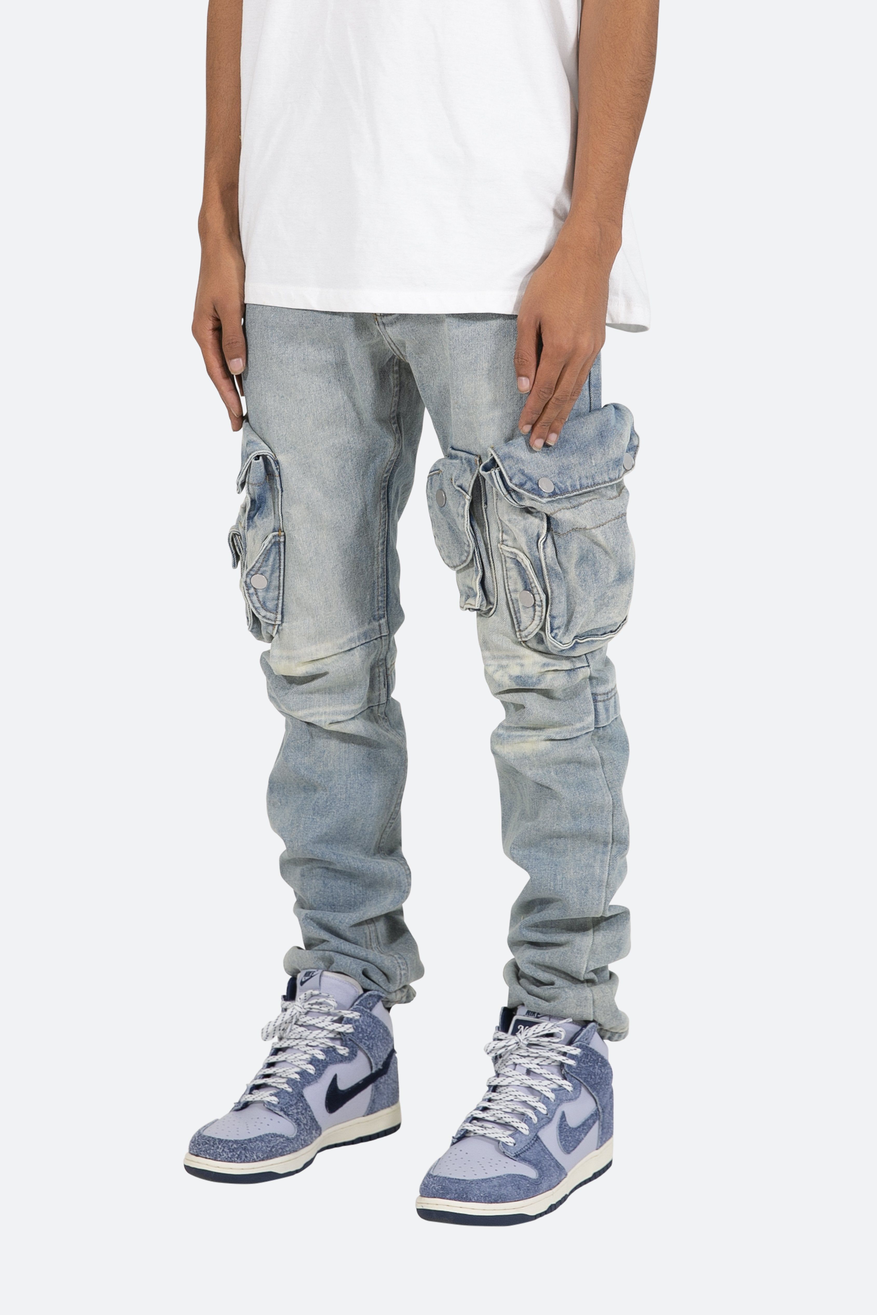 Snap Denim Cargo Pants - Vintage Blue sold by MNML product image thumbnail 3