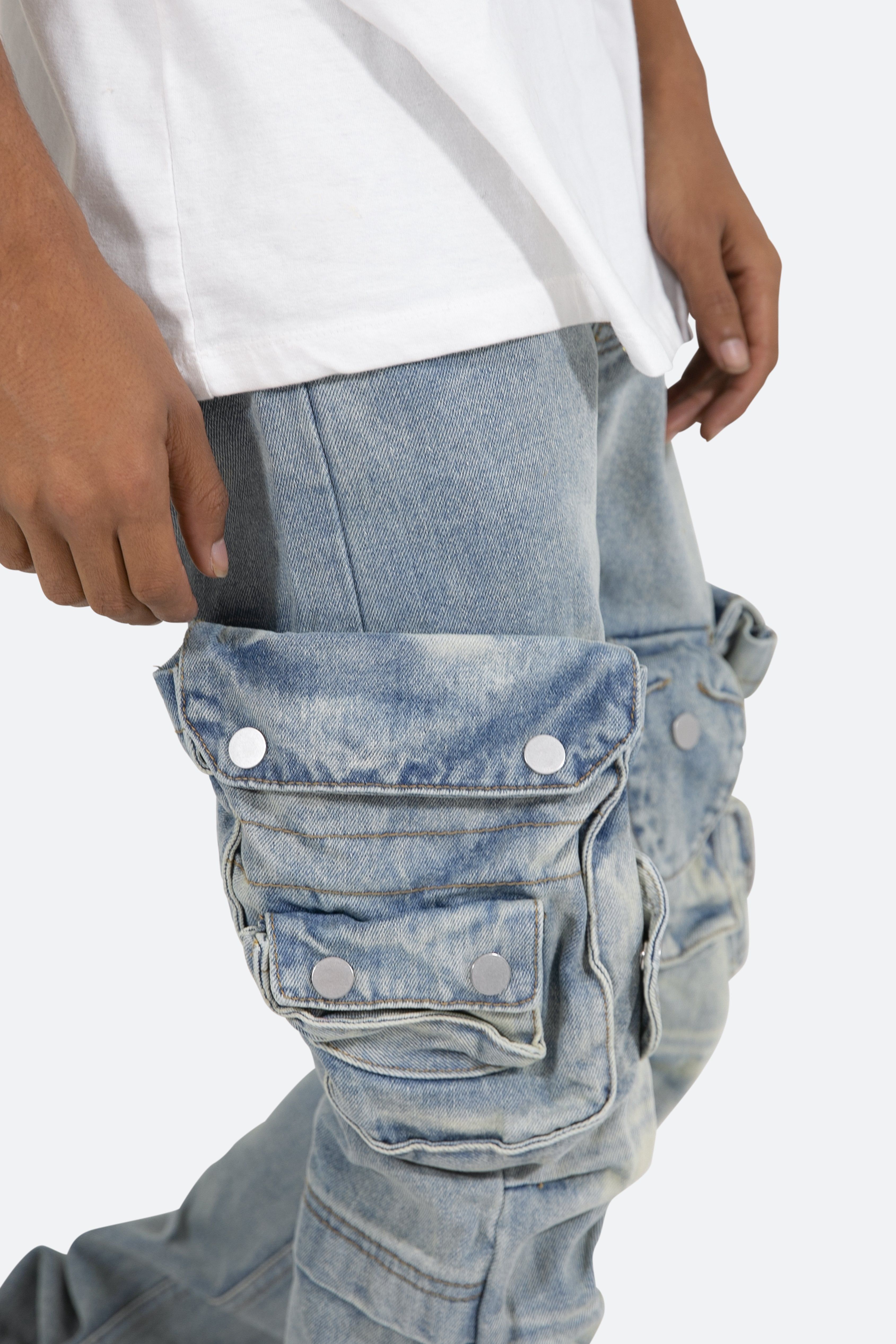 Snap Denim Cargo Pants - Vintage Blue sold by MNML product image thumbnail 9