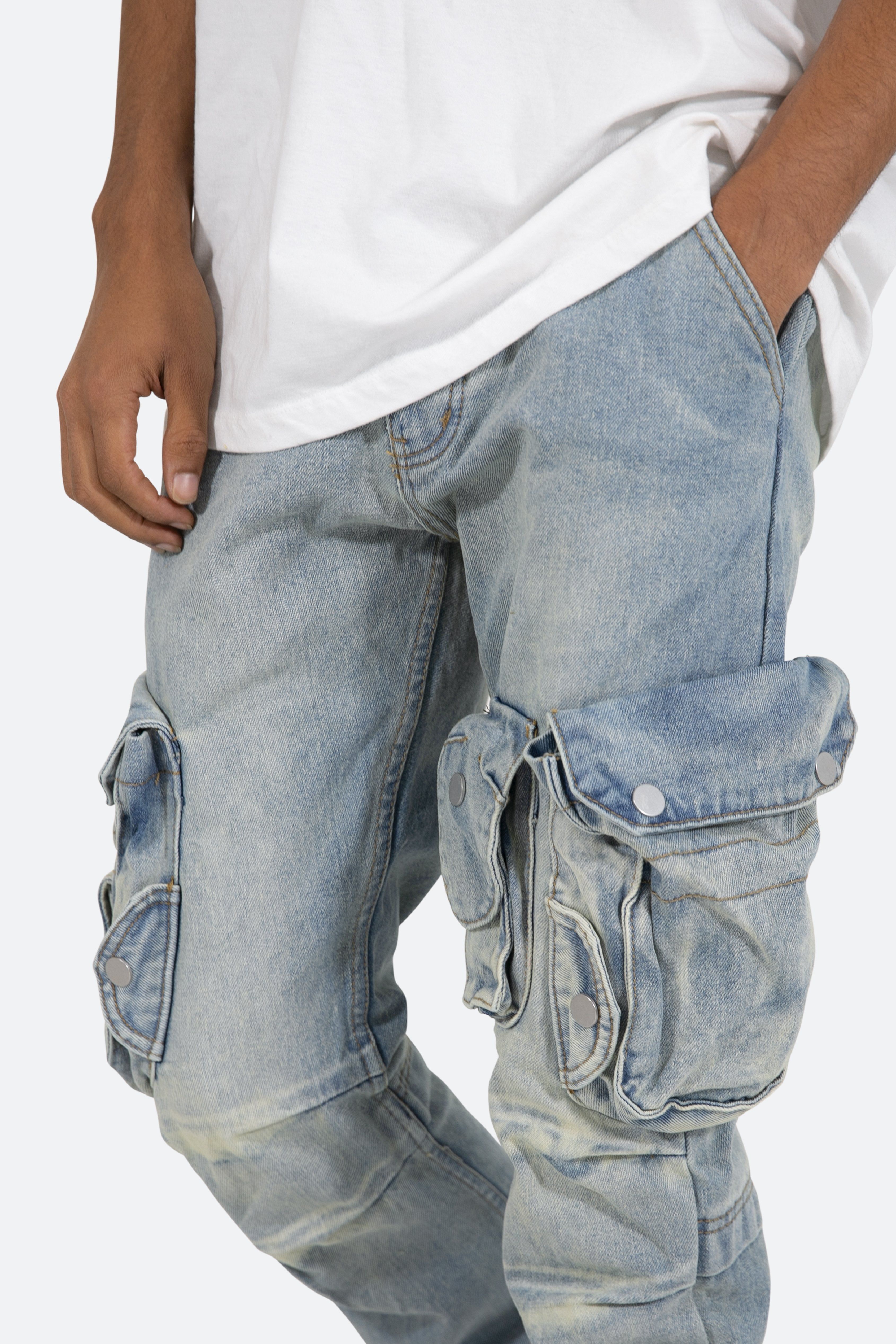 Snap Denim Cargo Pants - Vintage Blue sold by MNML product image thumbnail 8