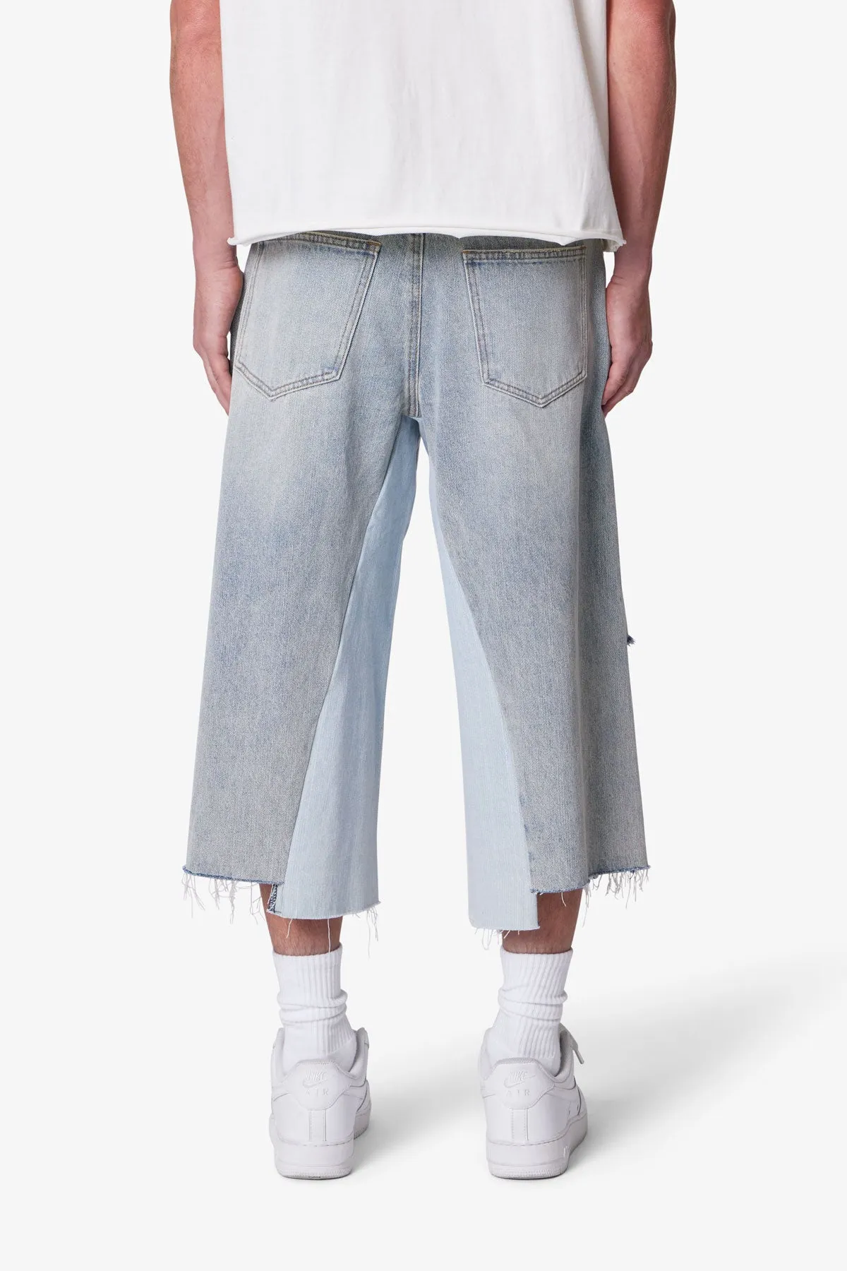 Paneled Denim Shorts - Washed Light Blue sold by MNML product image thumbnail 5