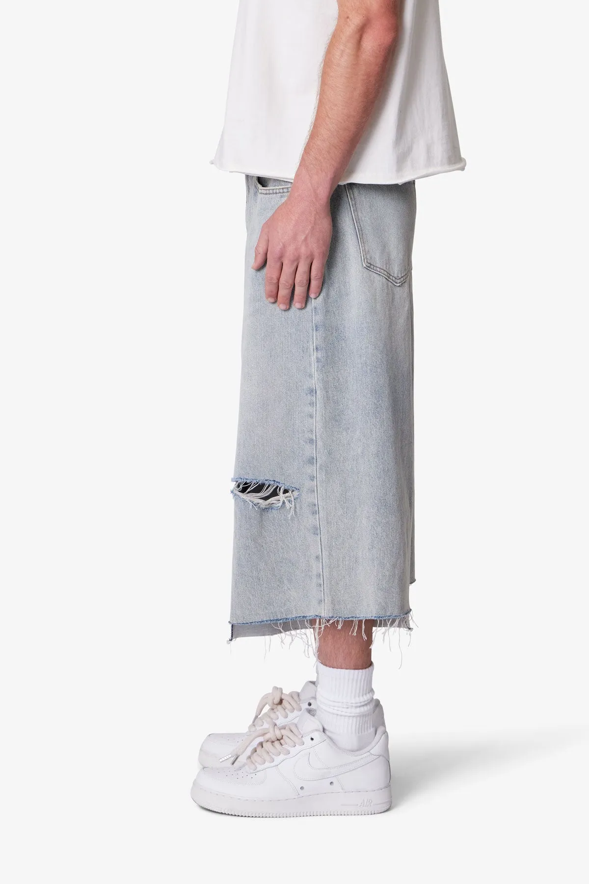 Paneled Denim Shorts - Washed Light Blue sold by MNML product image thumbnail 4