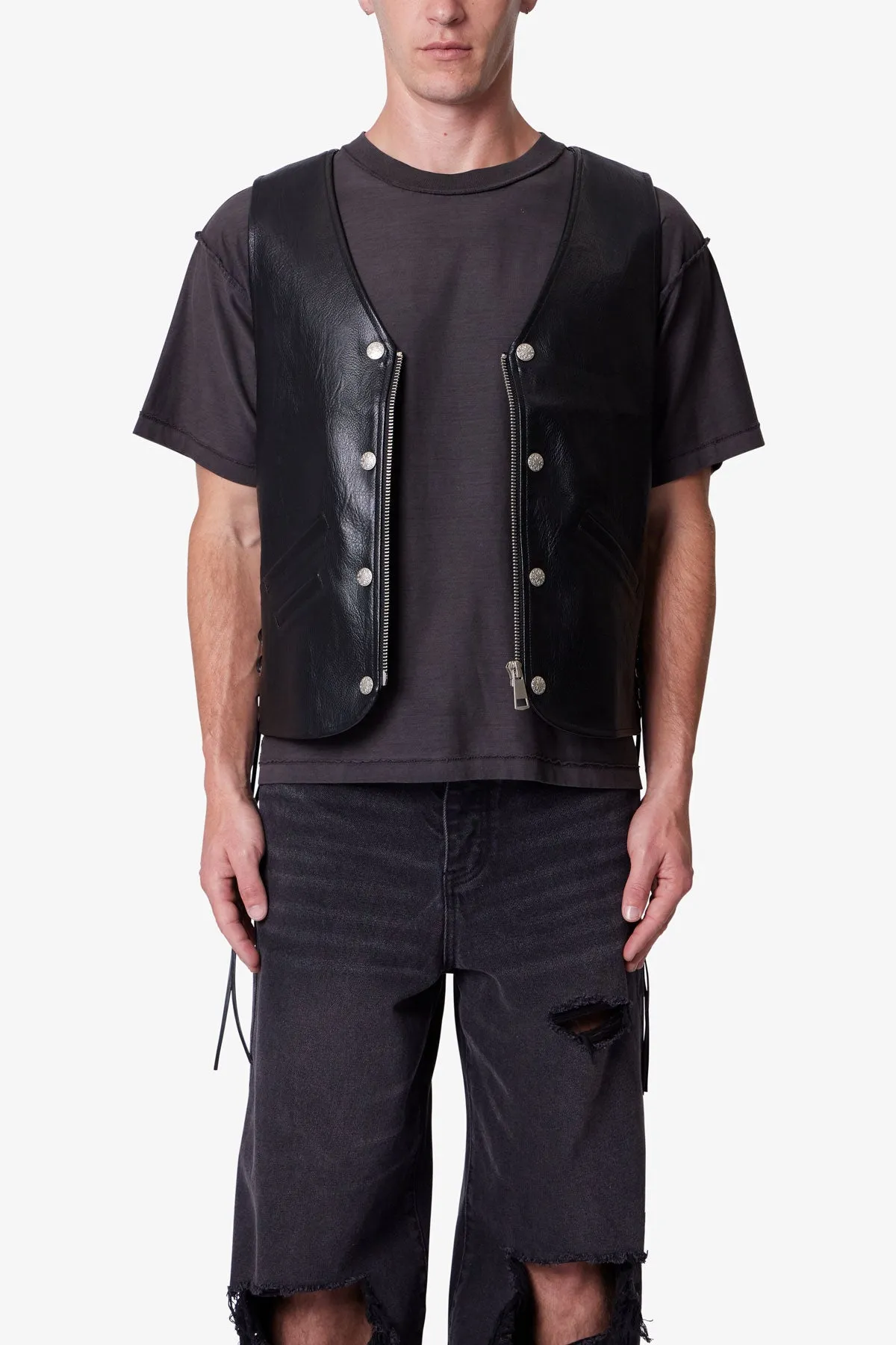 Vintage Biker Vest - Black sold by MNML product image thumbnail 2