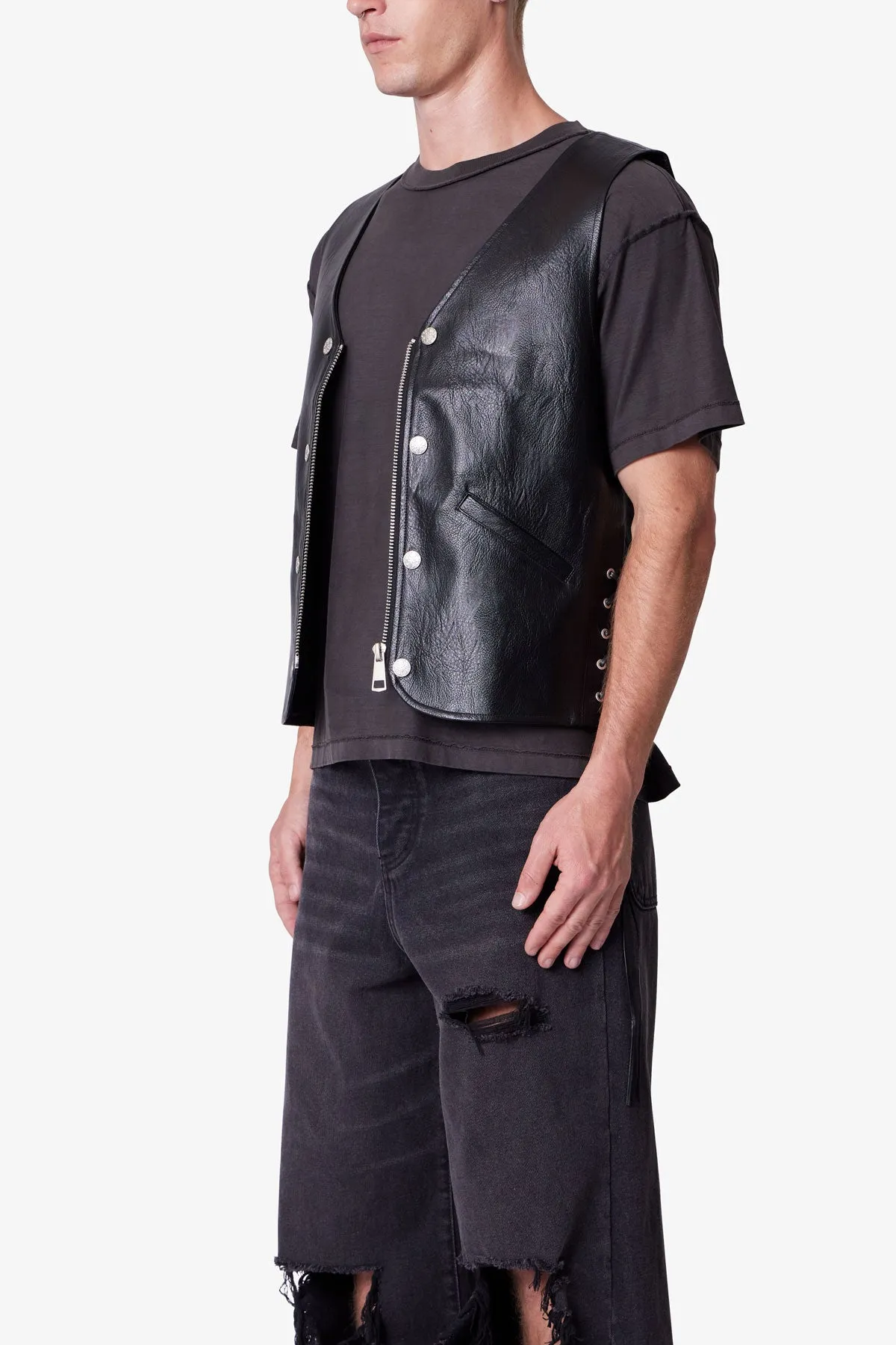 Vintage Biker Vest - Black sold by MNML product image thumbnail 3