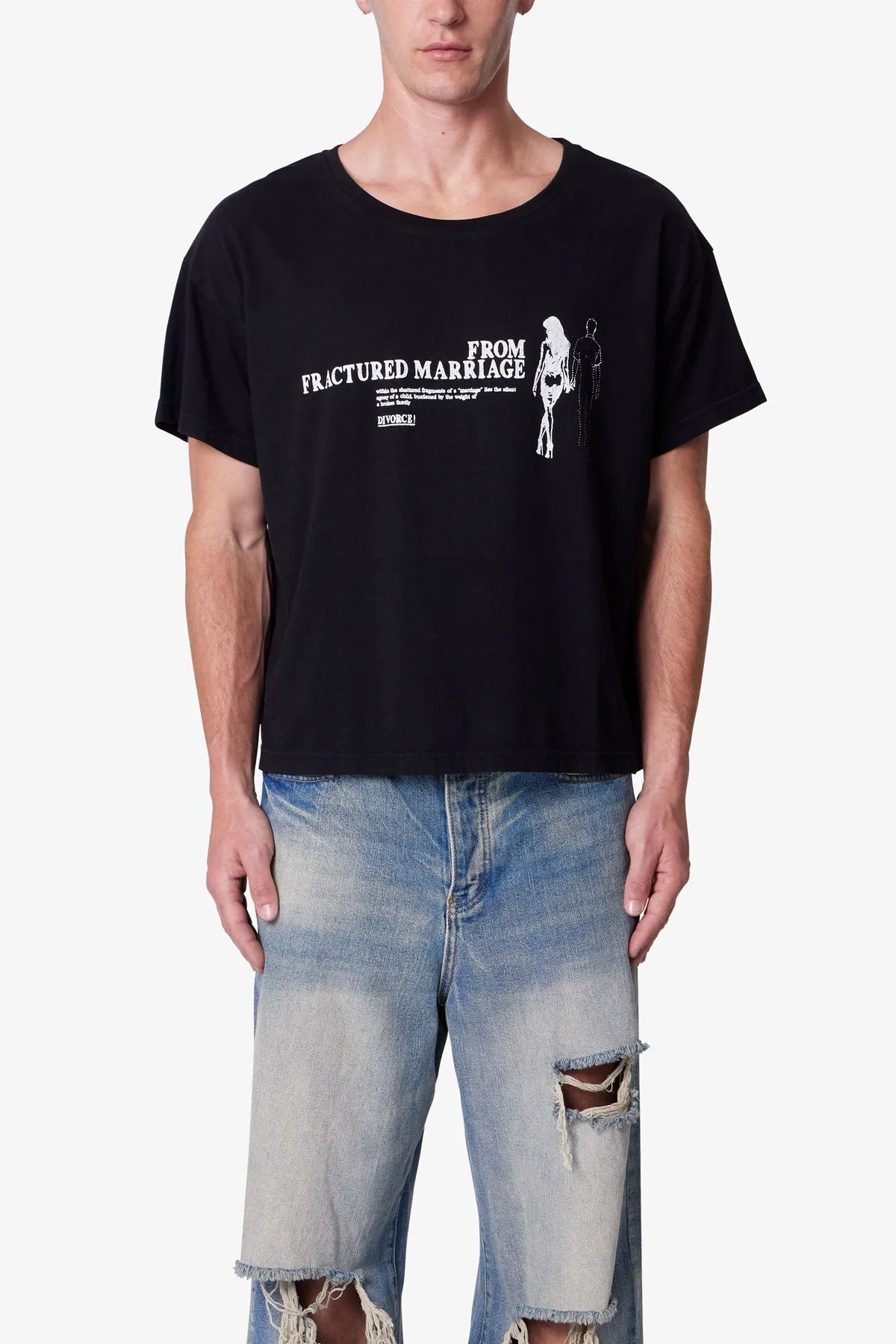 Distressed Wide Neck Tee - Washed Black sold by MNML