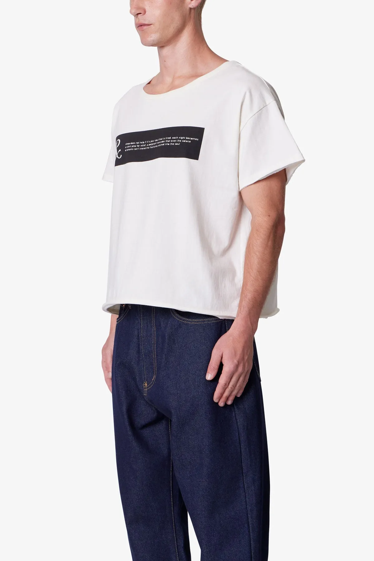 Distressed Wide Neck Tee - Antique White sold by MNML product image thumbnail 3