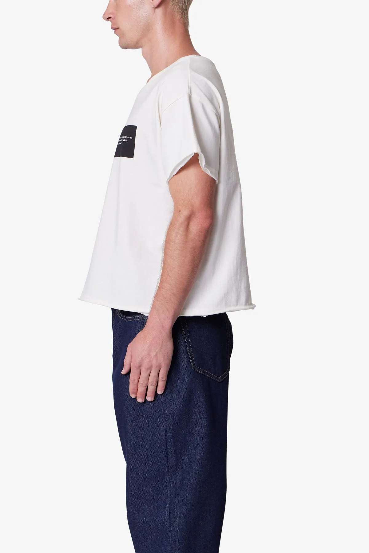 Distressed Wide Neck Tee - Antique White sold by MNML product image thumbnail 4