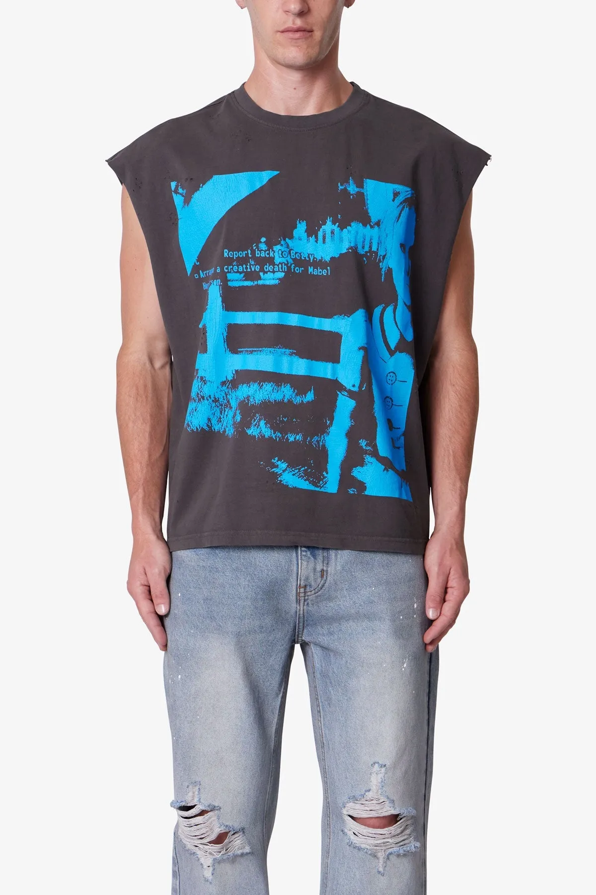 Distressed Sleeveless Tank - Washed Black sold by MNML product image thumbnail 3