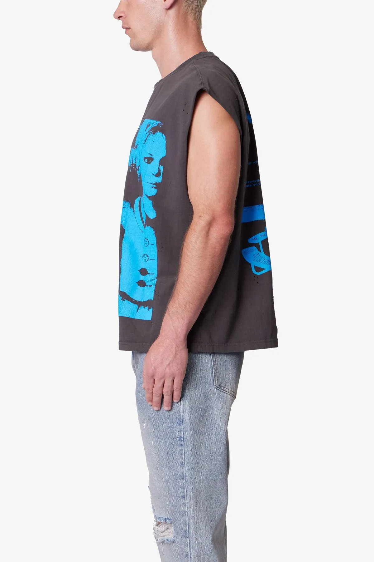 Distressed Sleeveless Tank - Washed Black sold by MNML product image thumbnail 4