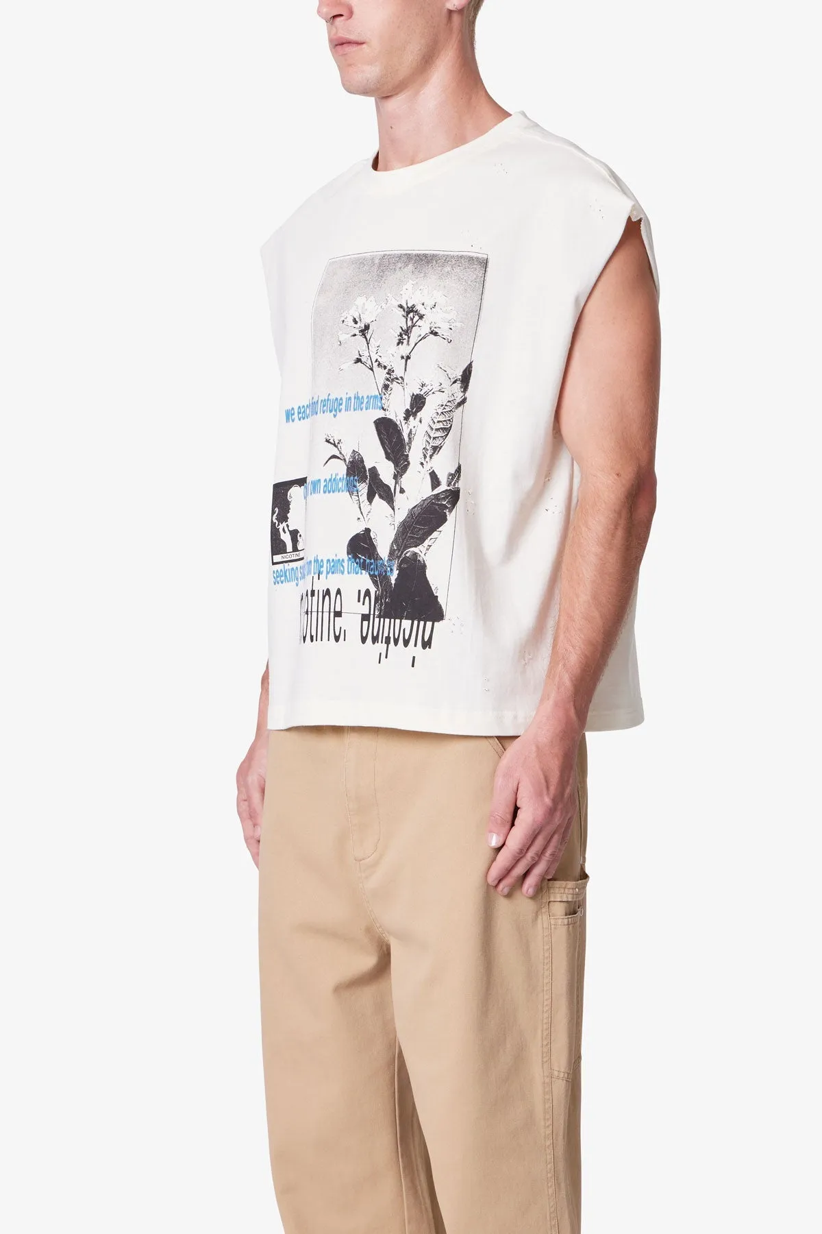 Distressed Sleeveless Tank - Antique White sold by MNML product image thumbnail 3