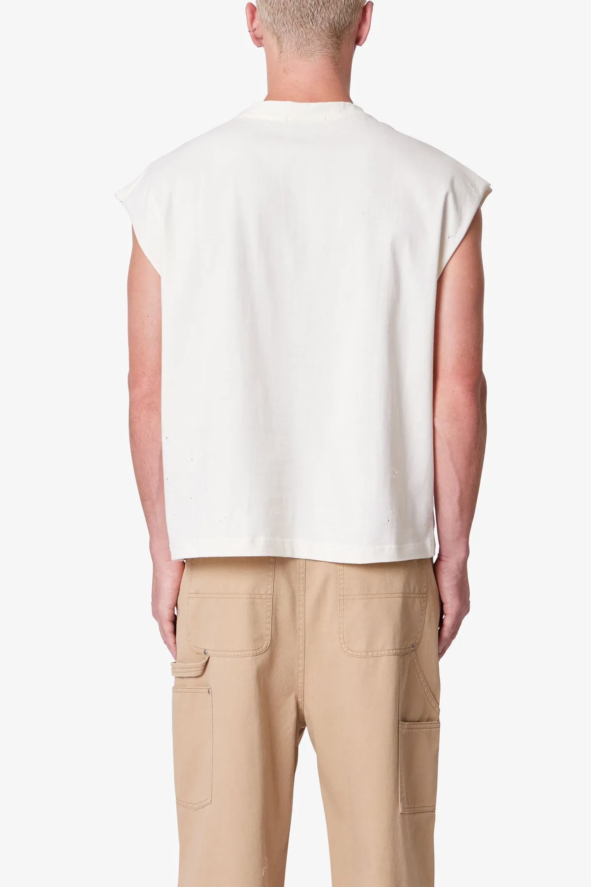 Distressed Sleeveless Tank - Antique White sold by MNML product image thumbnail 5