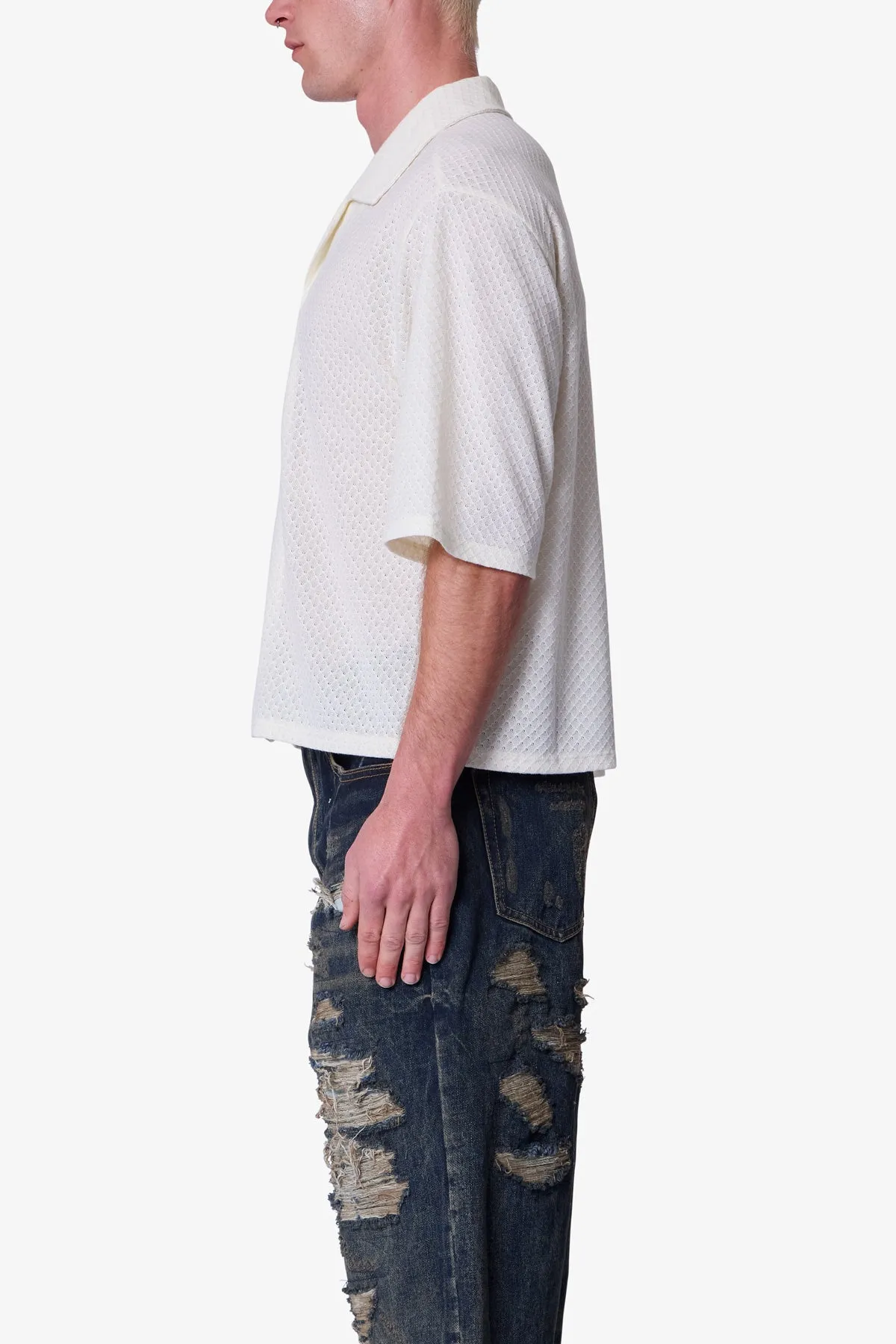 Diamond Knit Shirt - Off White sold by MNML product image thumbnail 4