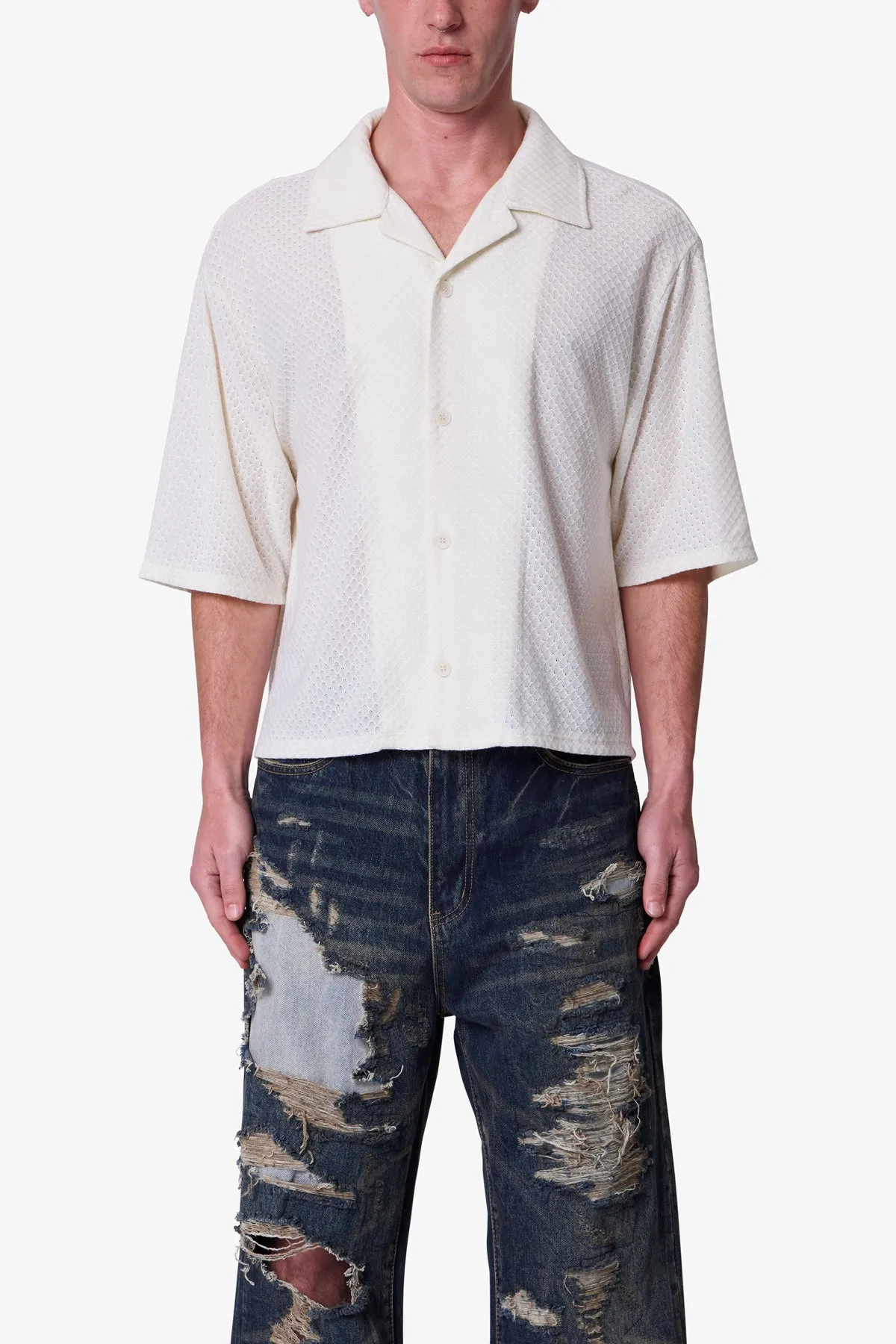 Diamond Knit Shirt - Off White sold by MNML