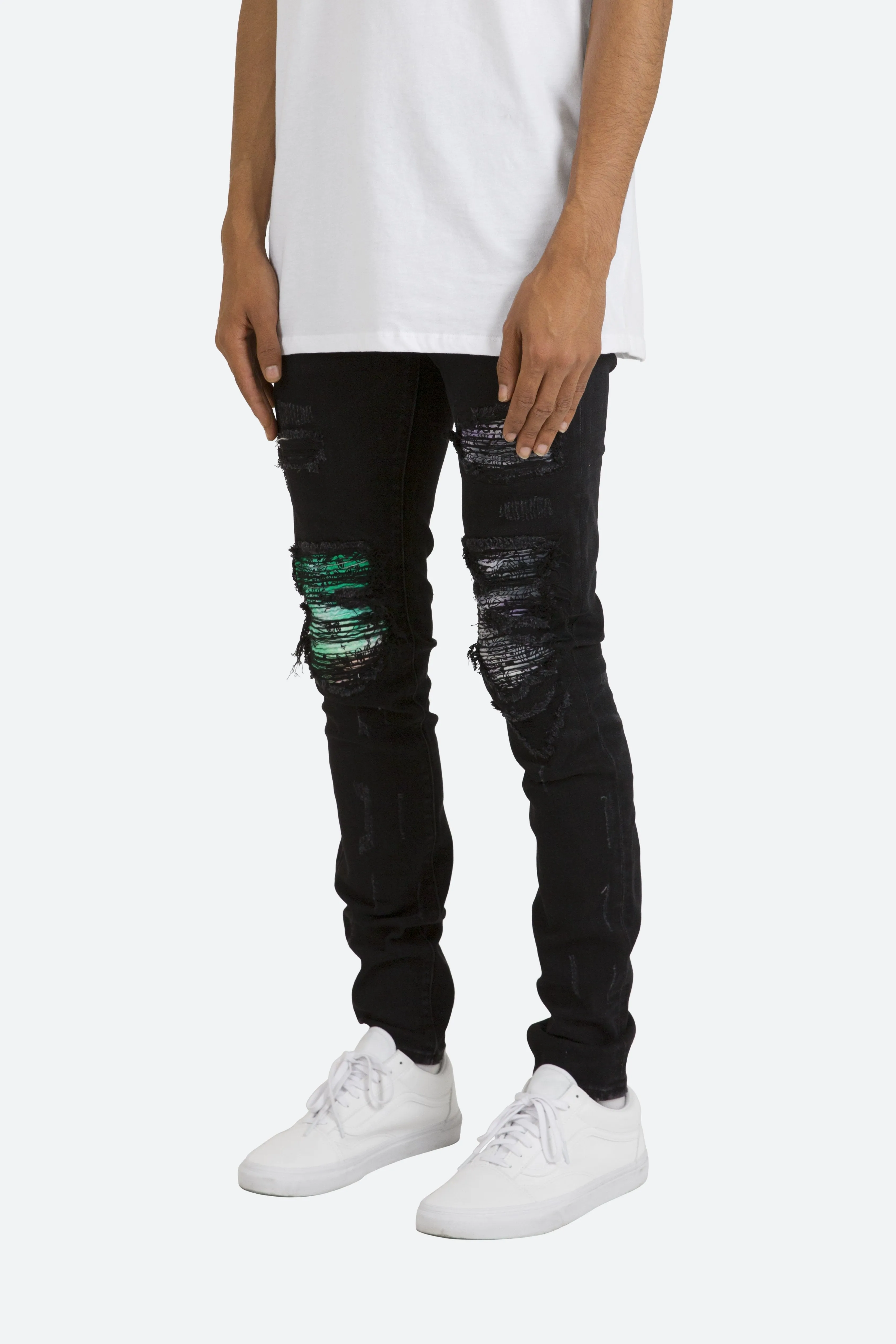 X284 Moto Skinny Denim - Black/Purple sold by MNML product image thumbnail 4