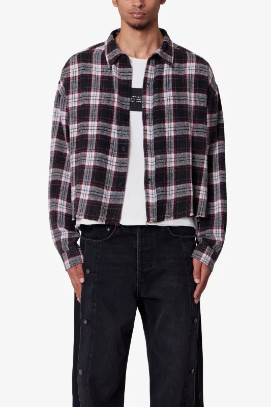 Washed Cropped Flannel Shirt - Black/White sold by MNML