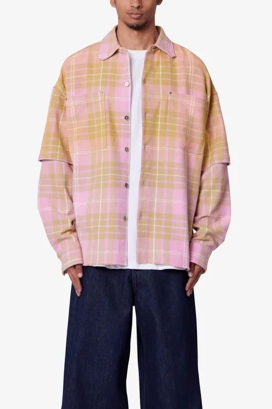 Dip Fade Flannel Shirt - Pink sold by MNML