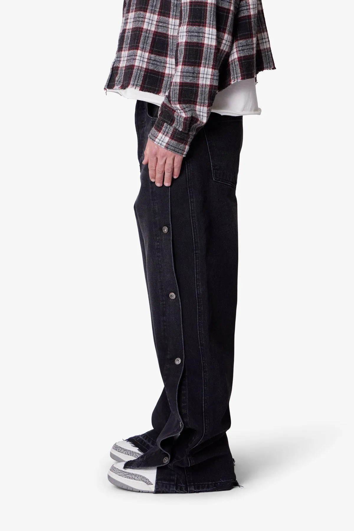Ultra Baggy Offset Button Denim - Black sold by MNML product image thumbnail 4