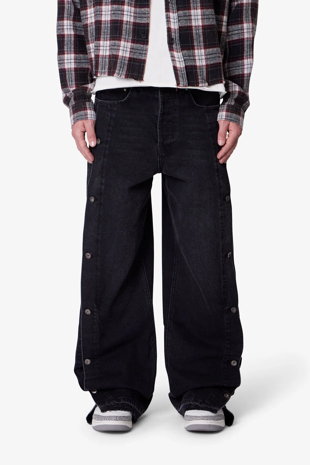 Ultra Baggy Offset Button Denim - Black sold by MNML product image thumbnail 2