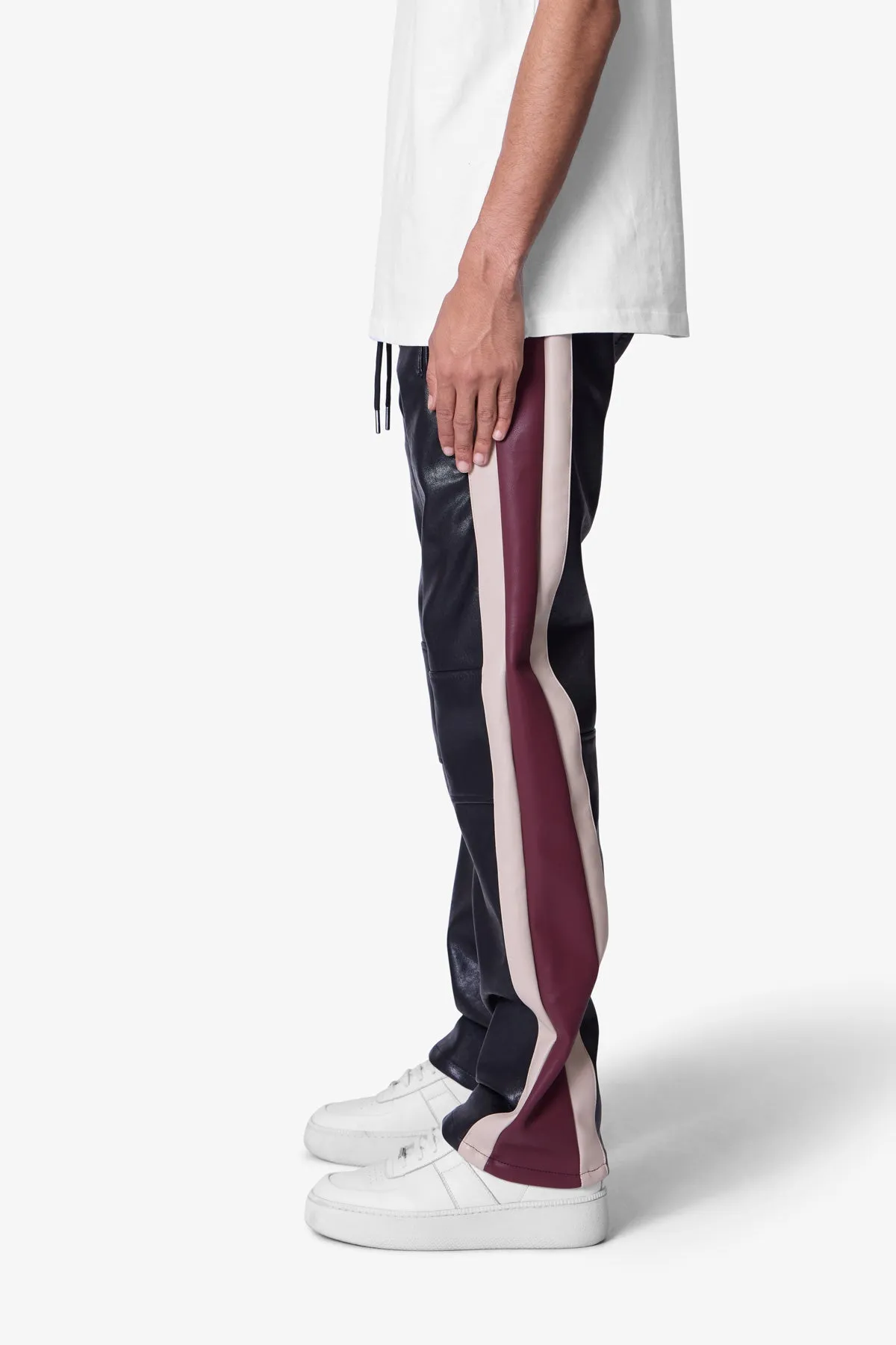 Leather Striped Pants - Black sold by MNML product image thumbnail 4