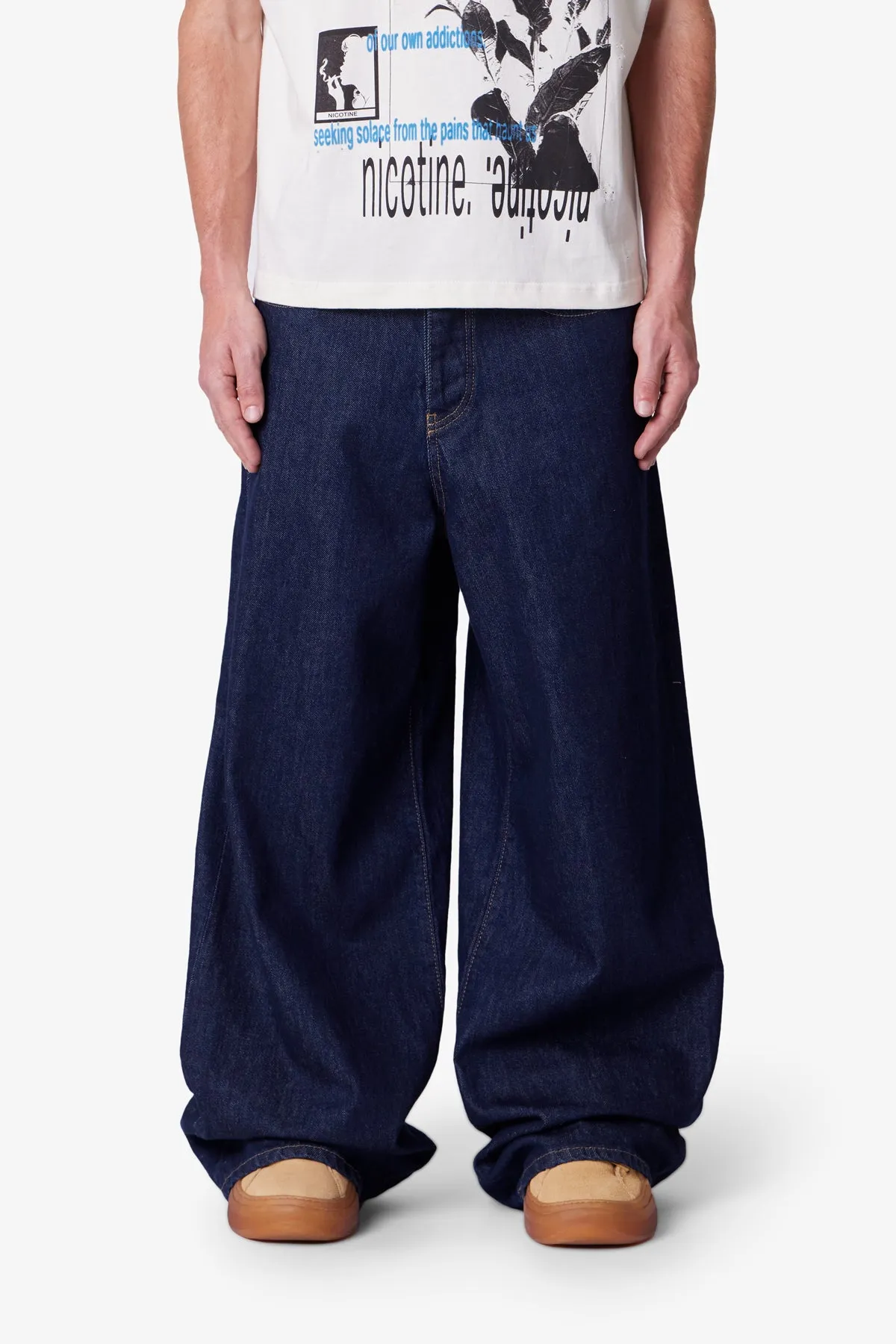 Raw Baggy Rave Denim - Washed Indigo sold by MNML