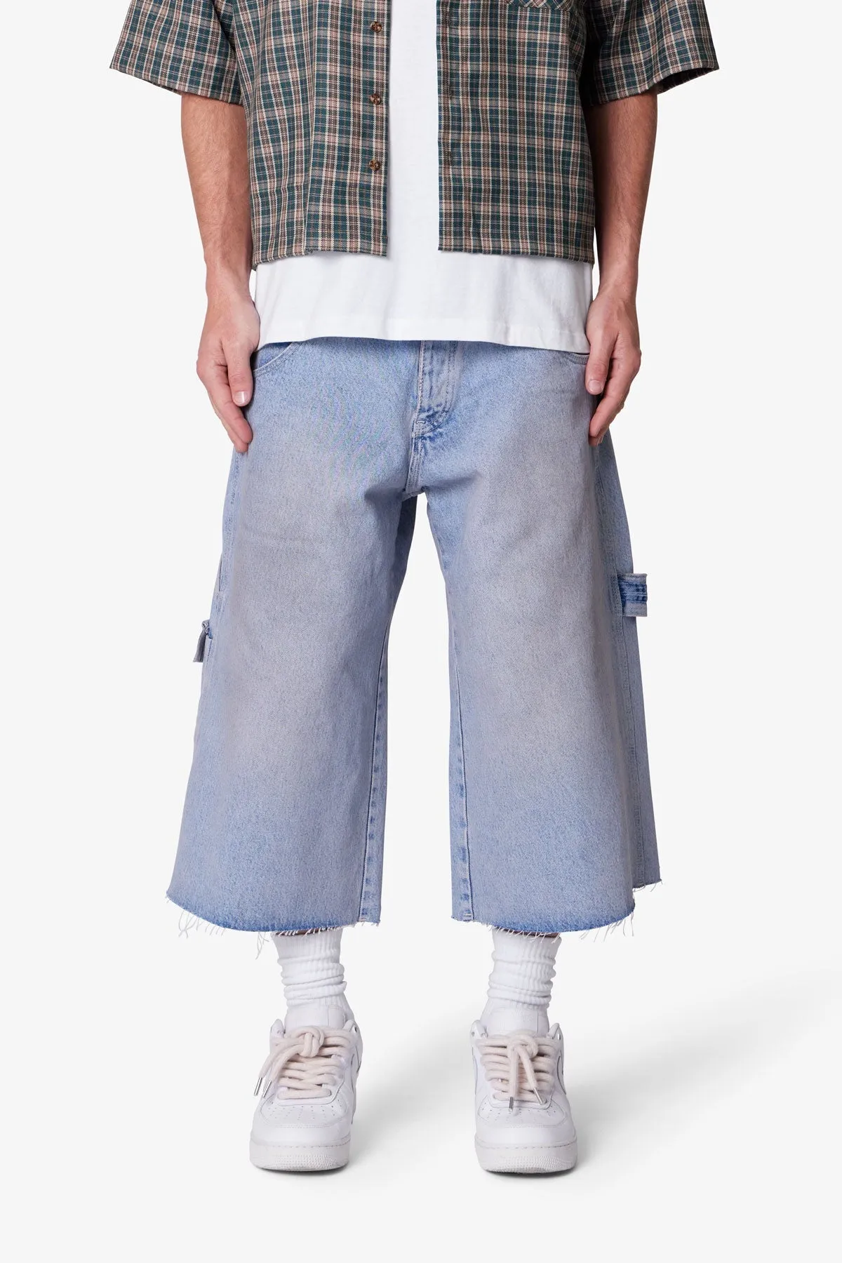 Ultra Baggy Tool Denim Shorts - Light Blue sold by MNML