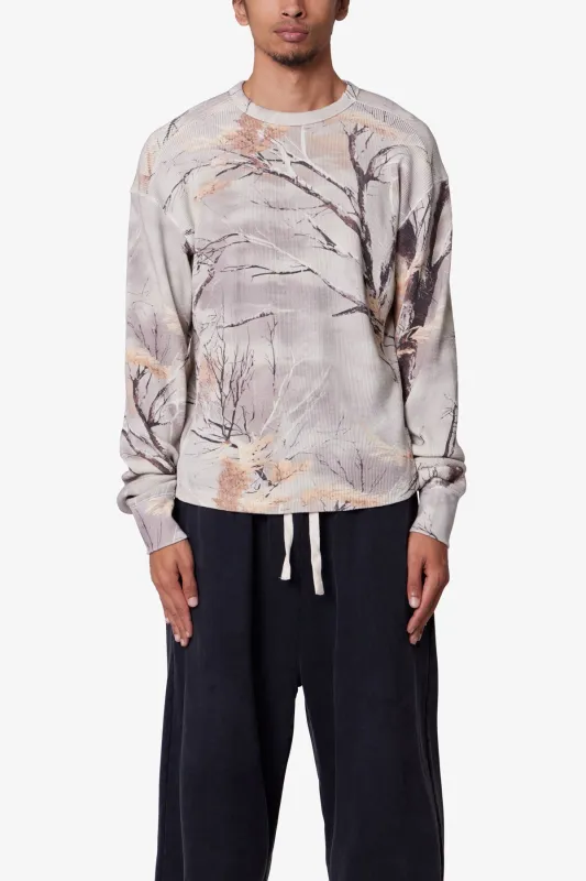 Washed Thermal L/S Tee - Snow Camo sold by MNML