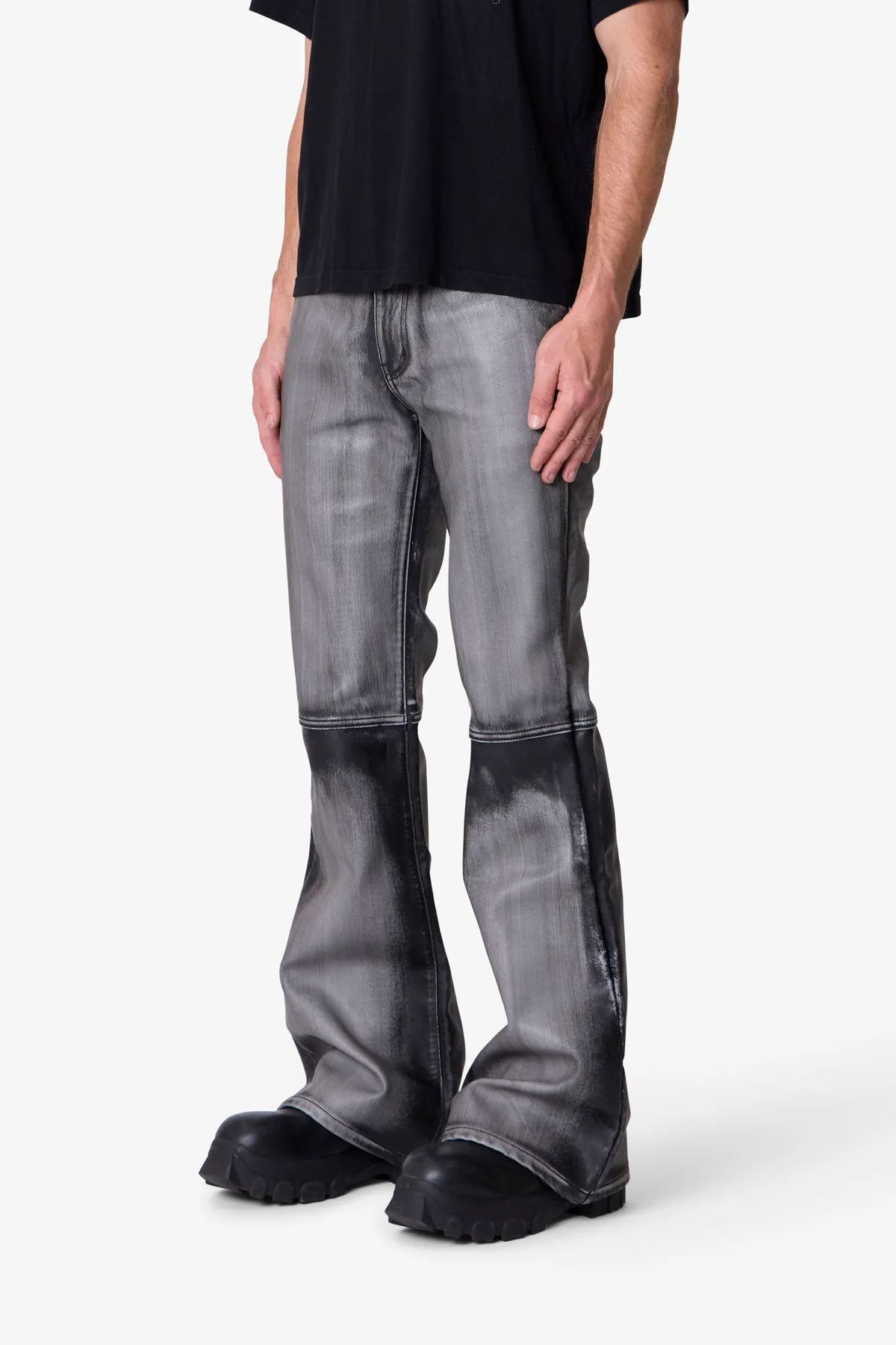 Washed Leather Flare Pants - Black sold by MNML product image thumbnail 3