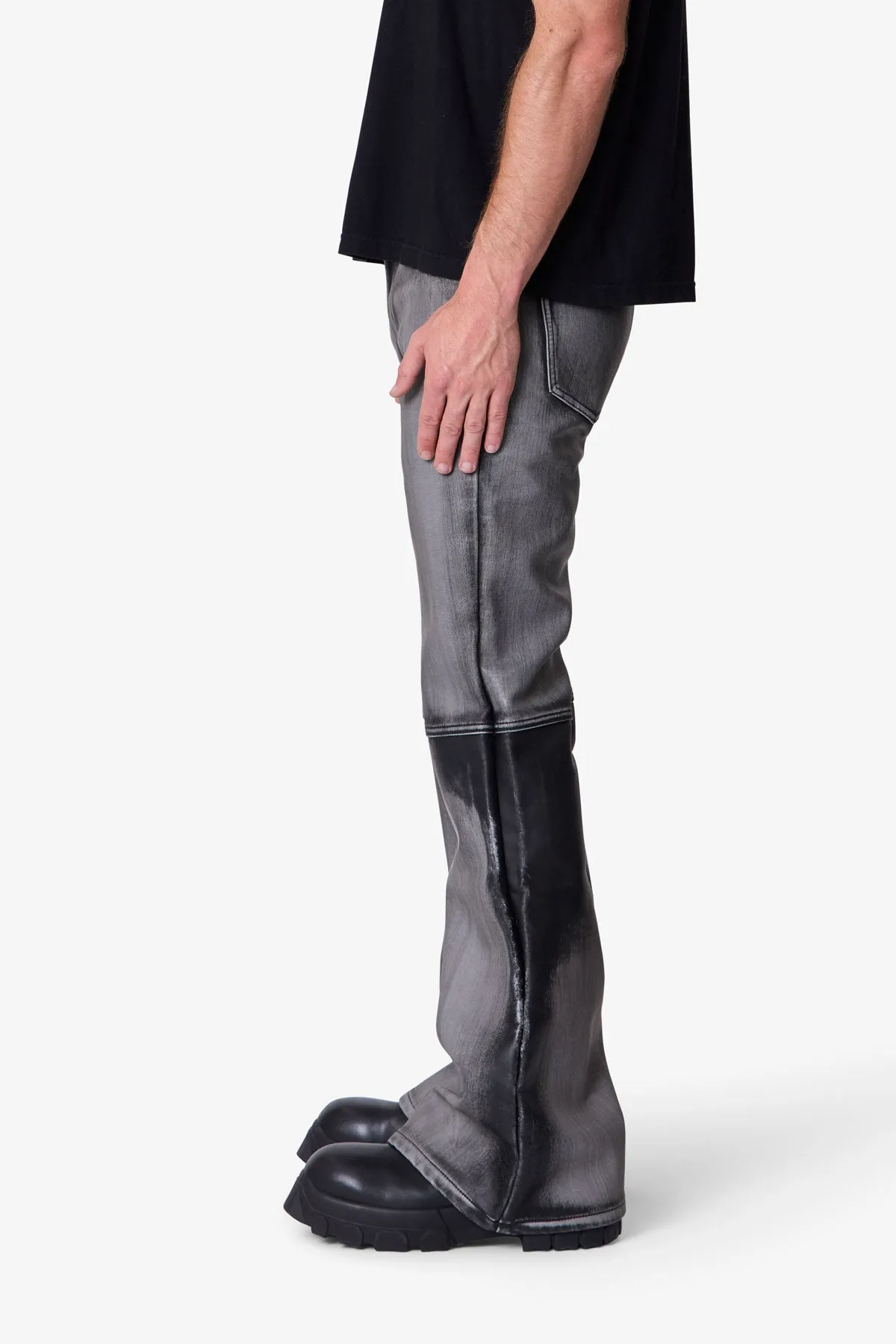 Washed Leather Flare Pants - Black sold by MNML product image thumbnail 4