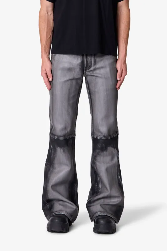 Washed Leather Flare Pants - Black sold by MNML