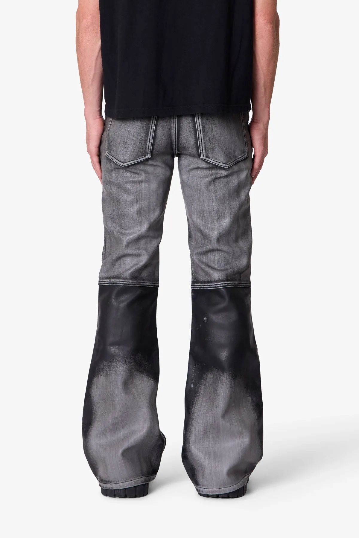 Washed Leather Flare Pants - Black sold by MNML product image thumbnail 5