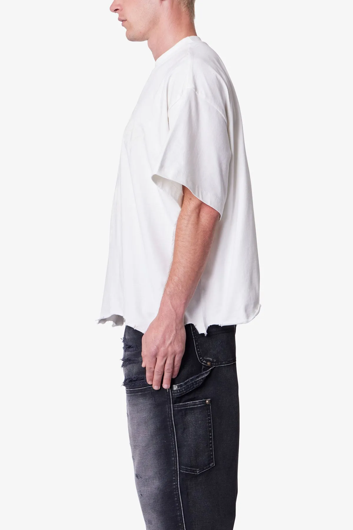 Moth Eaten Cropped Tee - White sold by MNML product image thumbnail 4