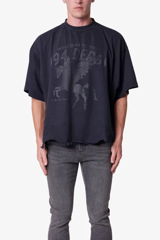 Moth Eaten Cropped Tee - Black sold by MNML