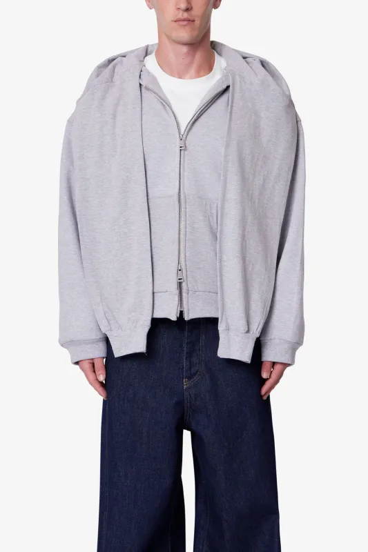 Double Layer Sleeve Scarf Hoodie - Grey sold by MNML