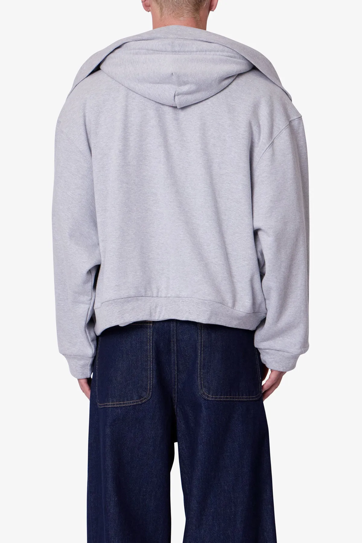 Double Layer Sleeve Scarf Hoodie - Grey sold by MNML product image thumbnail 5