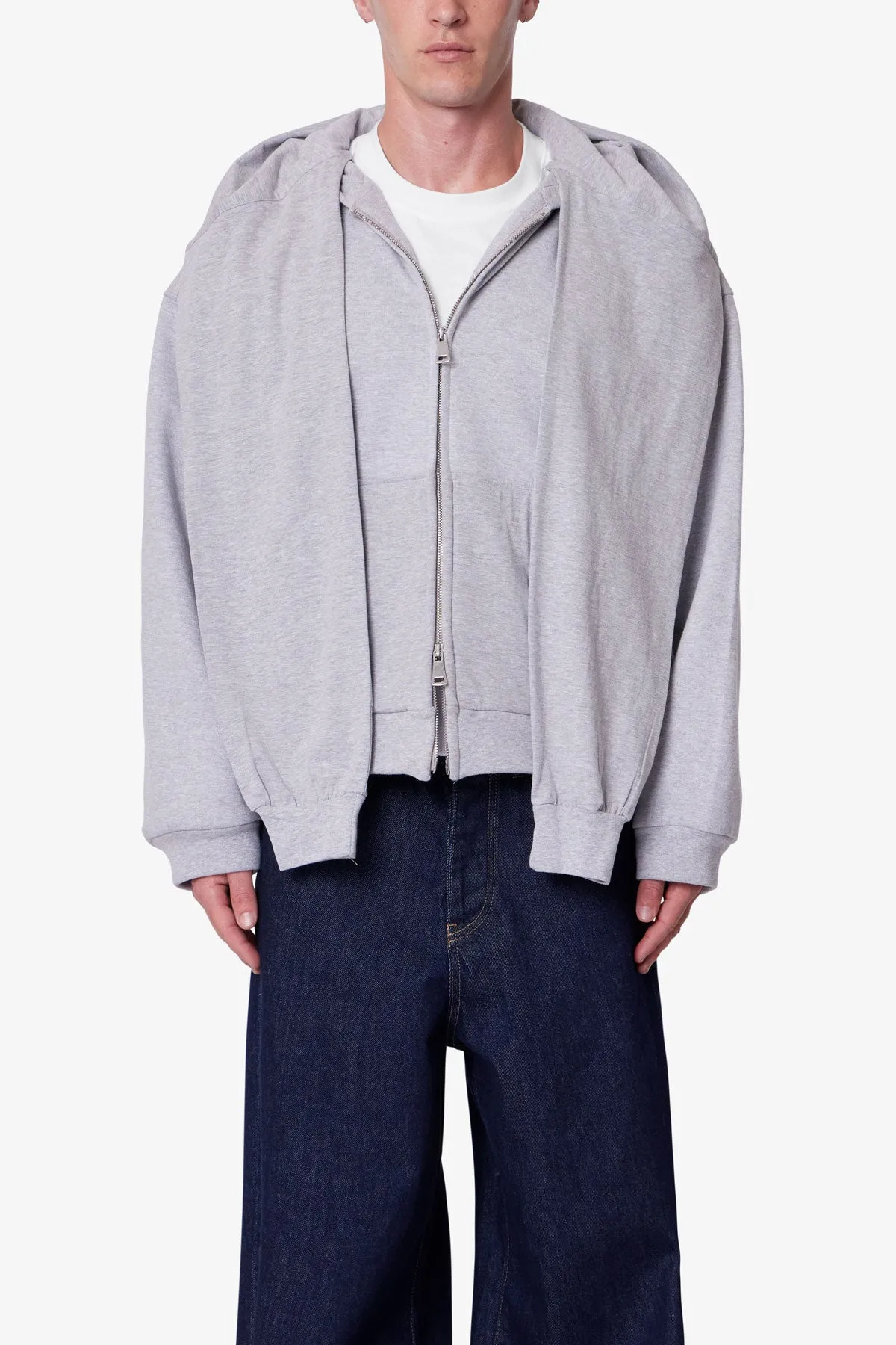 Double Layer Sleeve Scarf Hoodie - Grey sold by MNML product image thumbnail 2